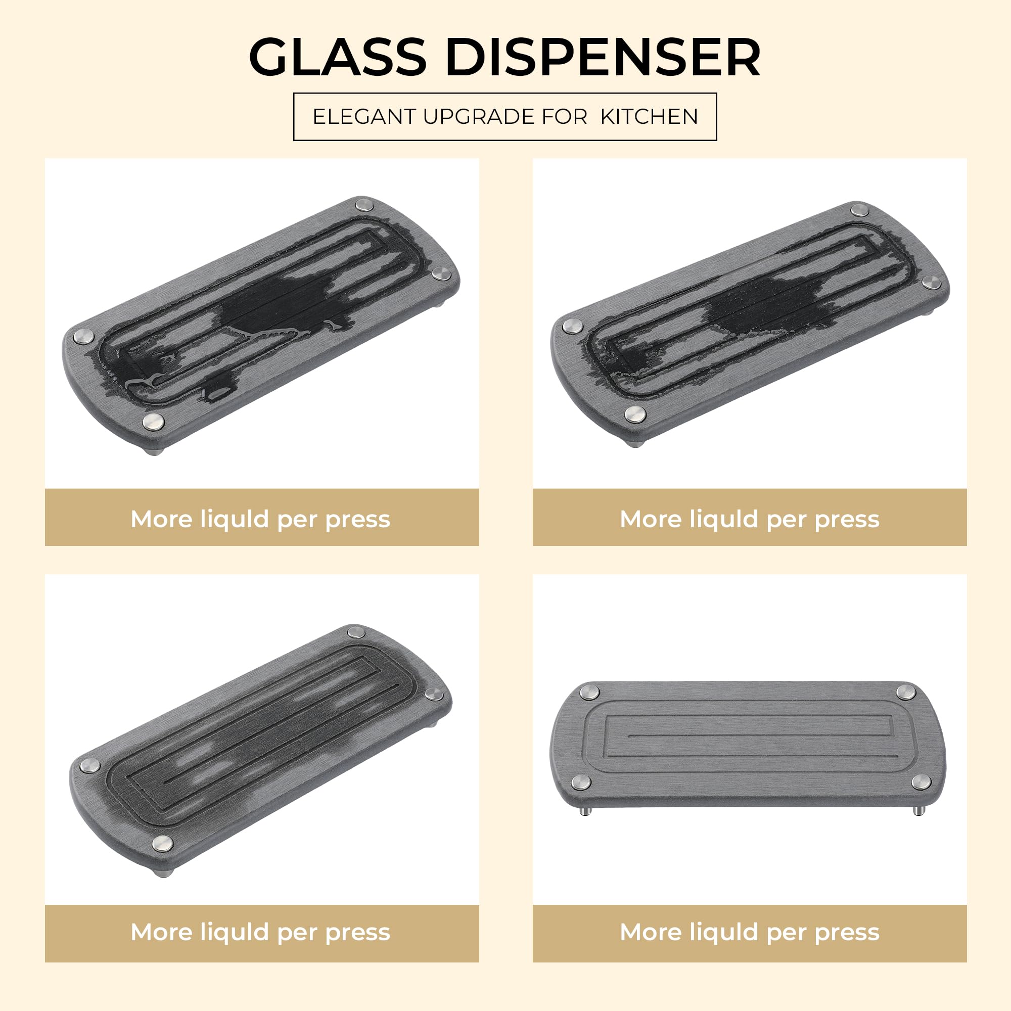 [Luxury] Kitchen Soap Dispenser Set - 16Oz Black Glass Bottle, Stainless Steel Pump, Instant Dry Tray, Waterproof Labels, Non-Sl