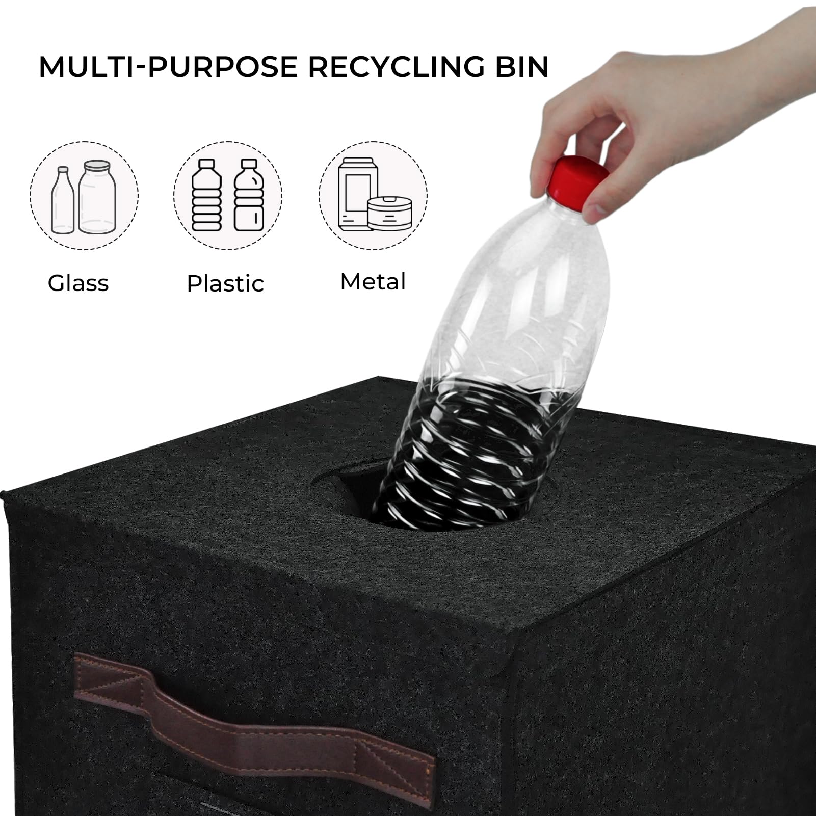 Rolheit Recycling Bin For Kitchen 26 Gallon, Indoor Recycle Bin With Lid, 100L Recycle Trash Can, Large Recycling Bin For Home W