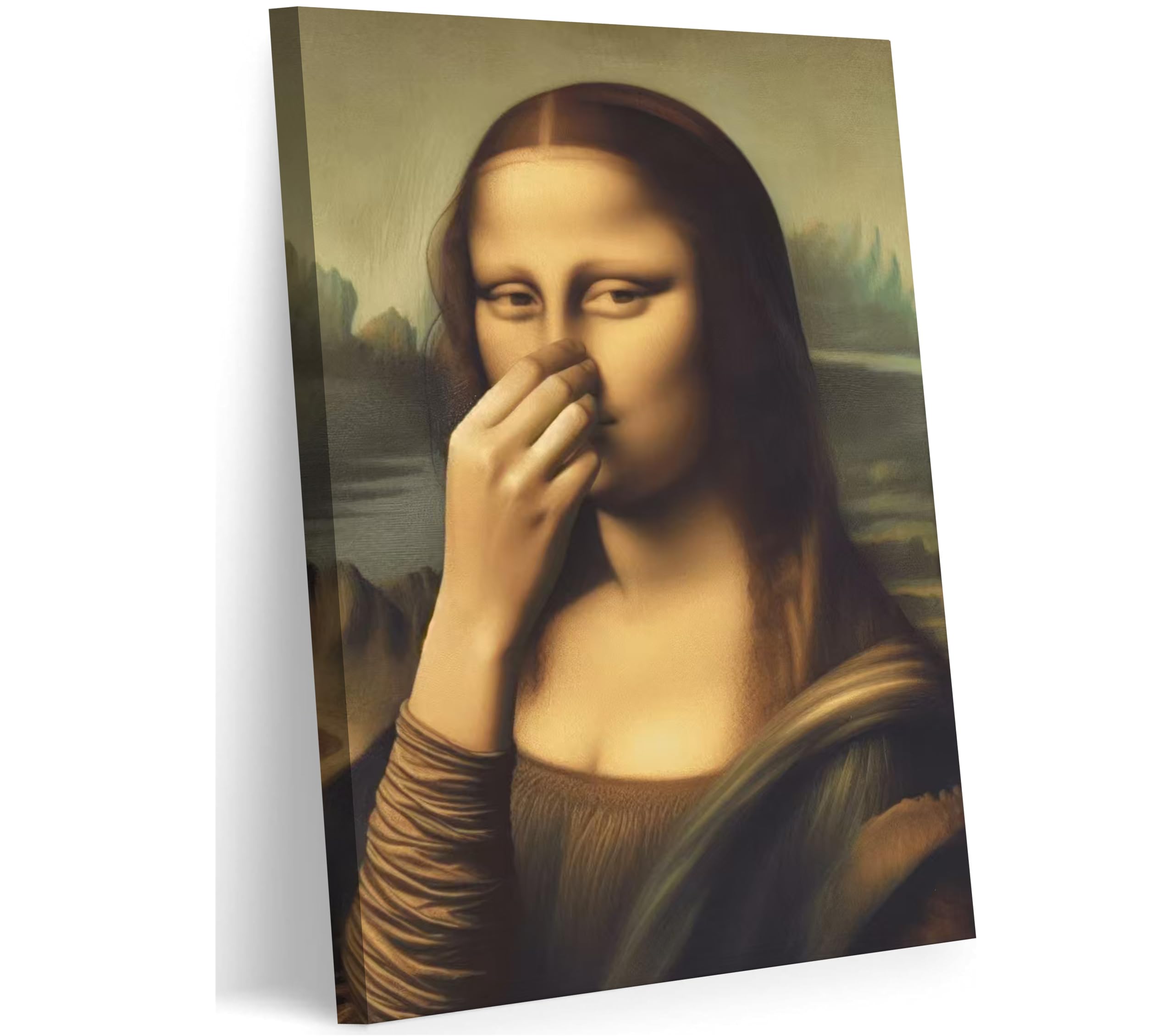 Funny Bathroom Wall Art Vintage Whimsical Bathroom Poster Print Mona Lisa Painting Picture Classical Painting Bathroom Canvas Wa