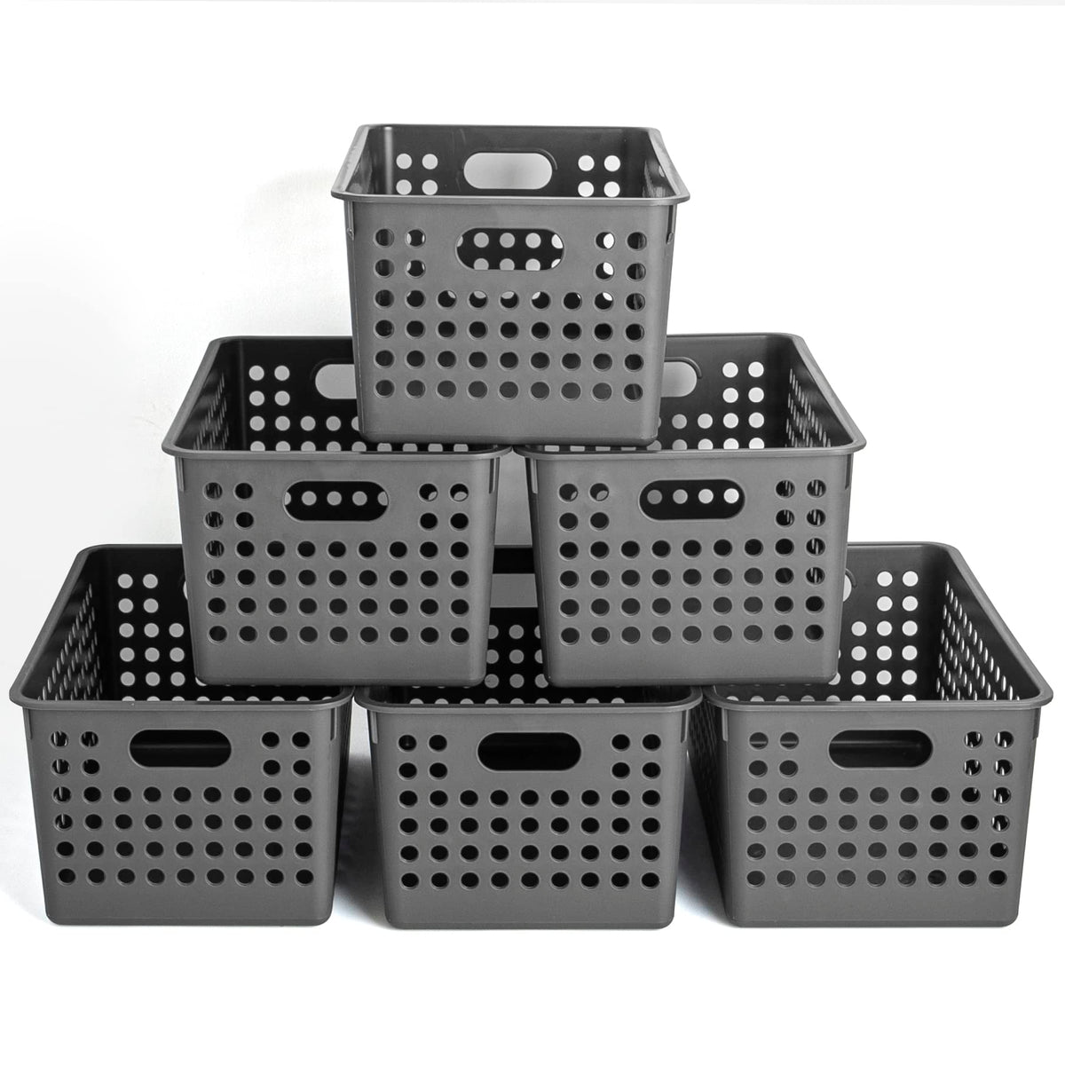 Pafino 6 Pack Plastic Storage Baskets - Small Pantry Organizer Bins Stackable Basket Household Organizers For Kitchen, Shelves,