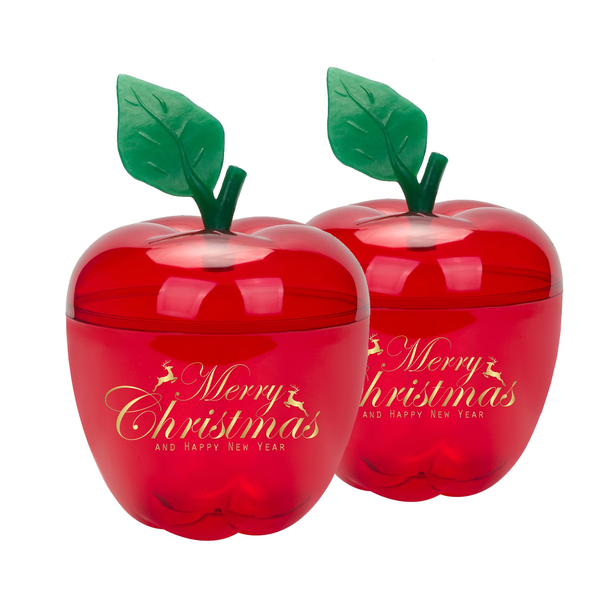 HANZE Large Red Apple-Shaped Containers - Plastic Candy Toy Filling Jar for Holiday Decorations, Back To School Teacher Apprecia