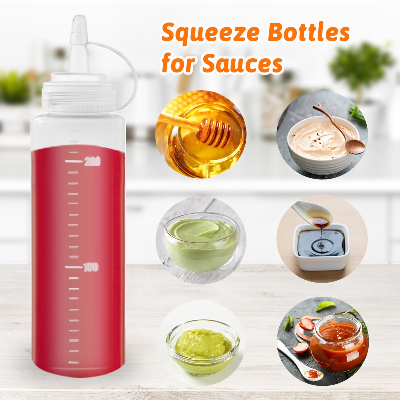 Anyumocz 12 Pack 8 Oz Plastic Squeeze Bottles Multipurpose Squirt Bottles For Ketchup,Condiments,Bbq Sauce,Dressing,Barbecue,Gri