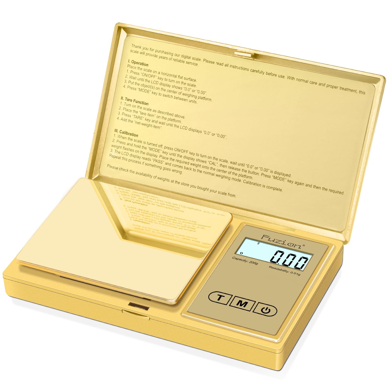 Fuzion Gram Scale, 200Gx0.01G Digital Pocket Scale Gold Titanium Plating, High Precision Small Scale, 6 Units Jewelry Scale With