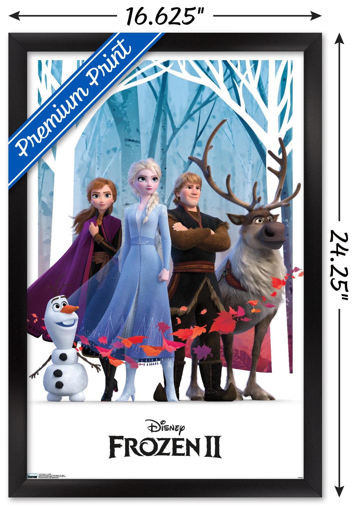 Trends International Disney Frozen 2 - Group Wall Poster, 14.725'' X 22.375'', Black Framed Version