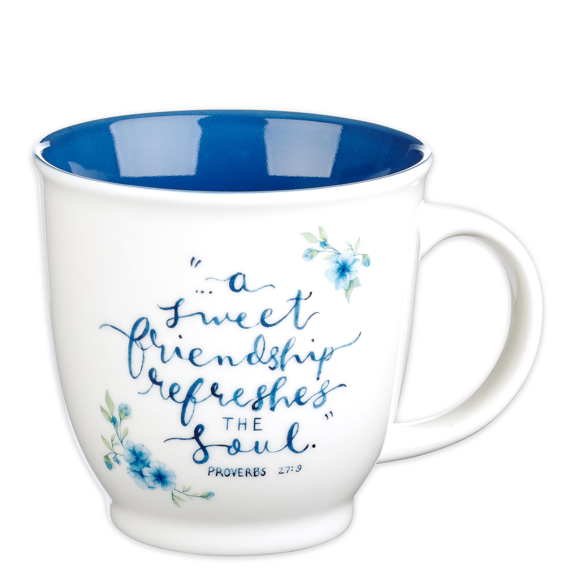 Christian Art Gifts Blue Floral Ceramic Coffee Mug - 14 oz. Microwave and Dishwasher-safe Inspirational Scripture Coffee and Tea