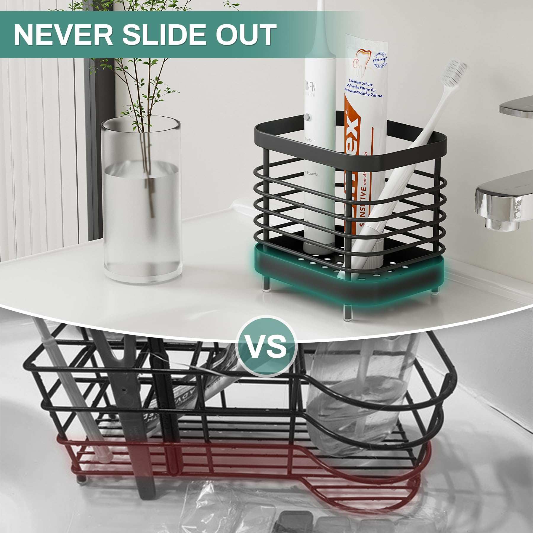 Electric Toothbrush Holder For Bathroom, Black Tooth Brush Holder For Shower, Toothpaste Organizer Cup Caddy Stand Tray, Kids Ba