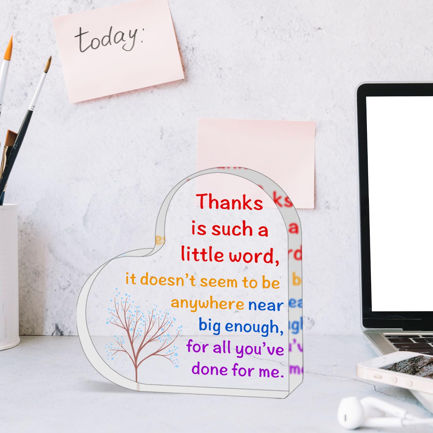 ZsaTuiy Decorative Sign, 3.94 x 3.94 inches, Plastic, Words & Quotes, Office Decor, Employee Appreciation, Thanksgiving, Retirem