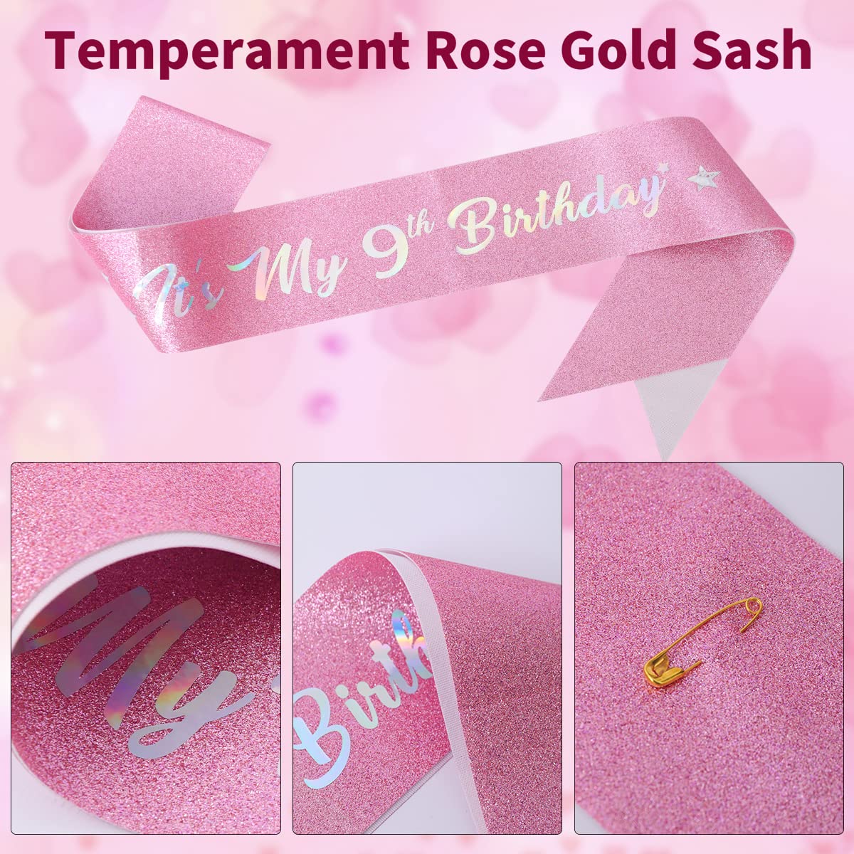 8Th Birthday Candle Sash And Tiara Sets,It'S My 8Th Birthday Sash Rhinestone Crown Happy Birthday Cake Topper 32Inch Foil Balloo