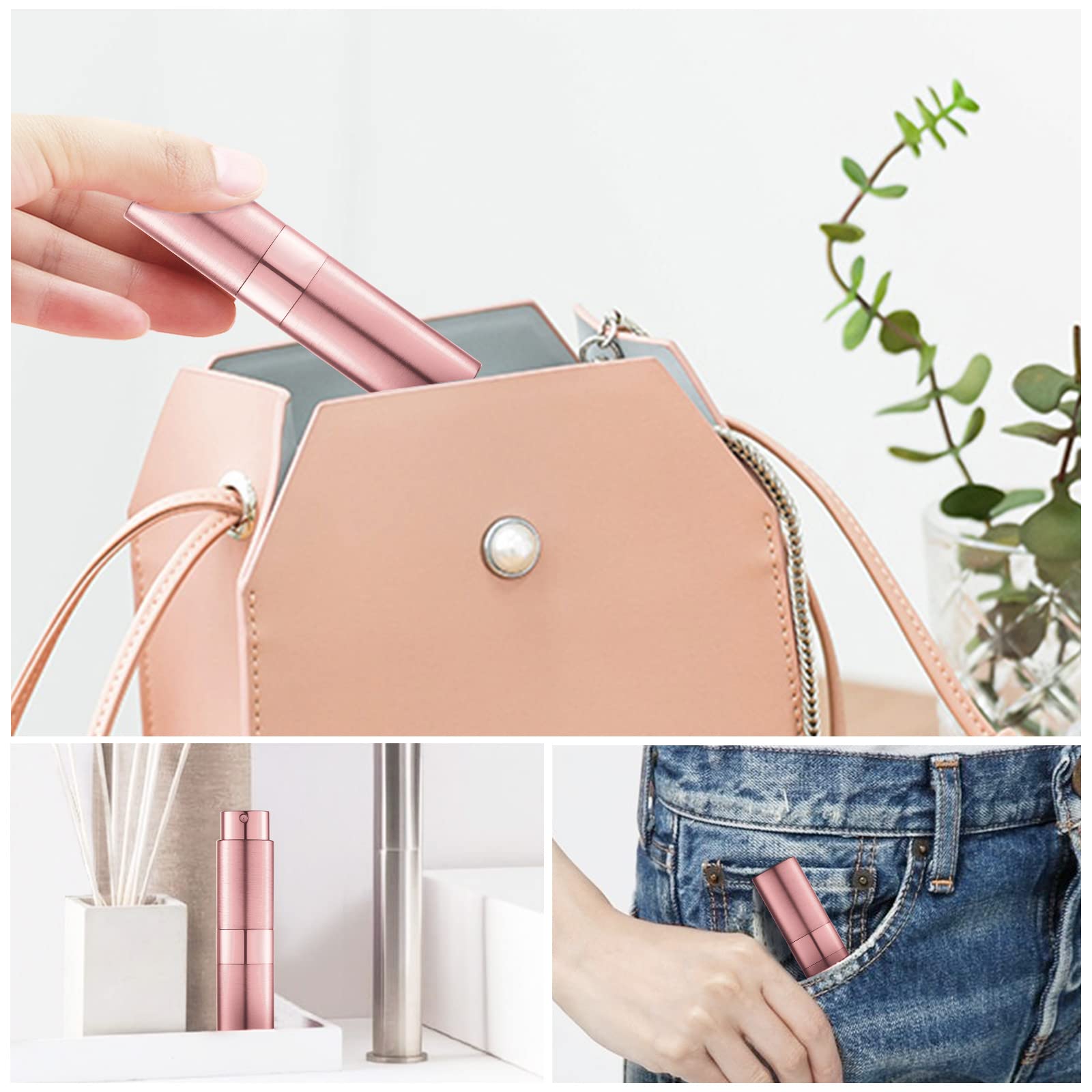 Lisapack 8Ml Brushed Atomizer Perfume Spray Bottle For Travel, Empty Refillable Cologne Dispenser, Portable Sprayer (Pink)