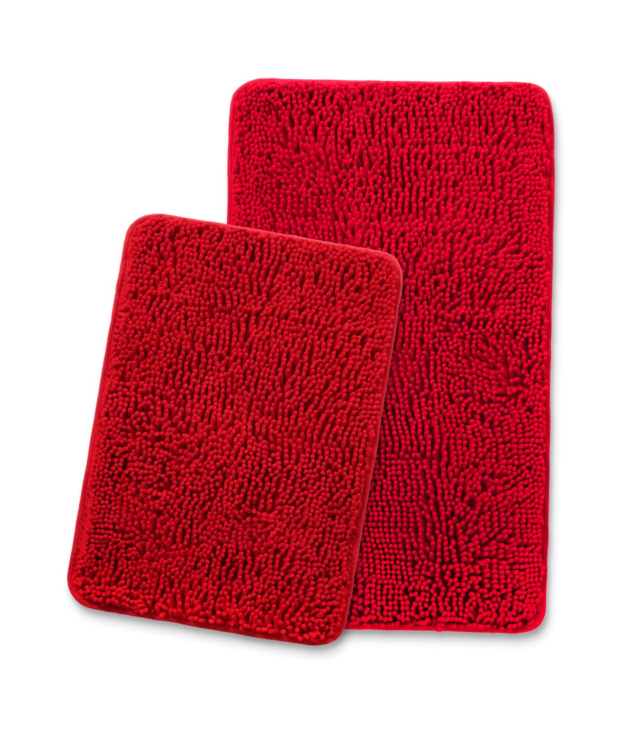 Yeaban Red Bathroom Rugs Sets 2 Piece - Thick Chenille Bath Mats | Absorbent And Washable Bath Rug Non-Slip, Plush And Soft Rugs