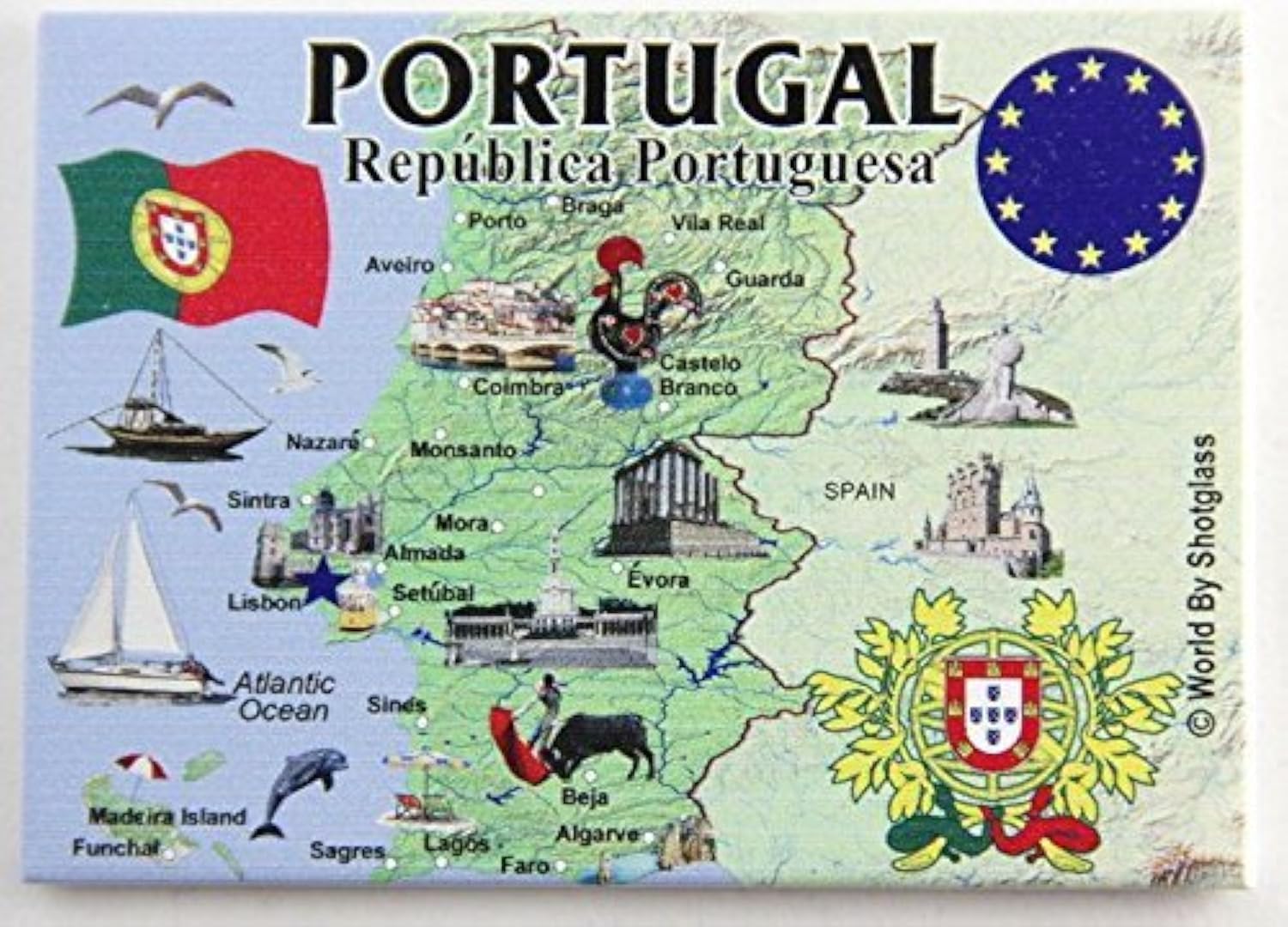 Portugal EU Series Souvenir Fridge Magnet 2.5 X 3.5
