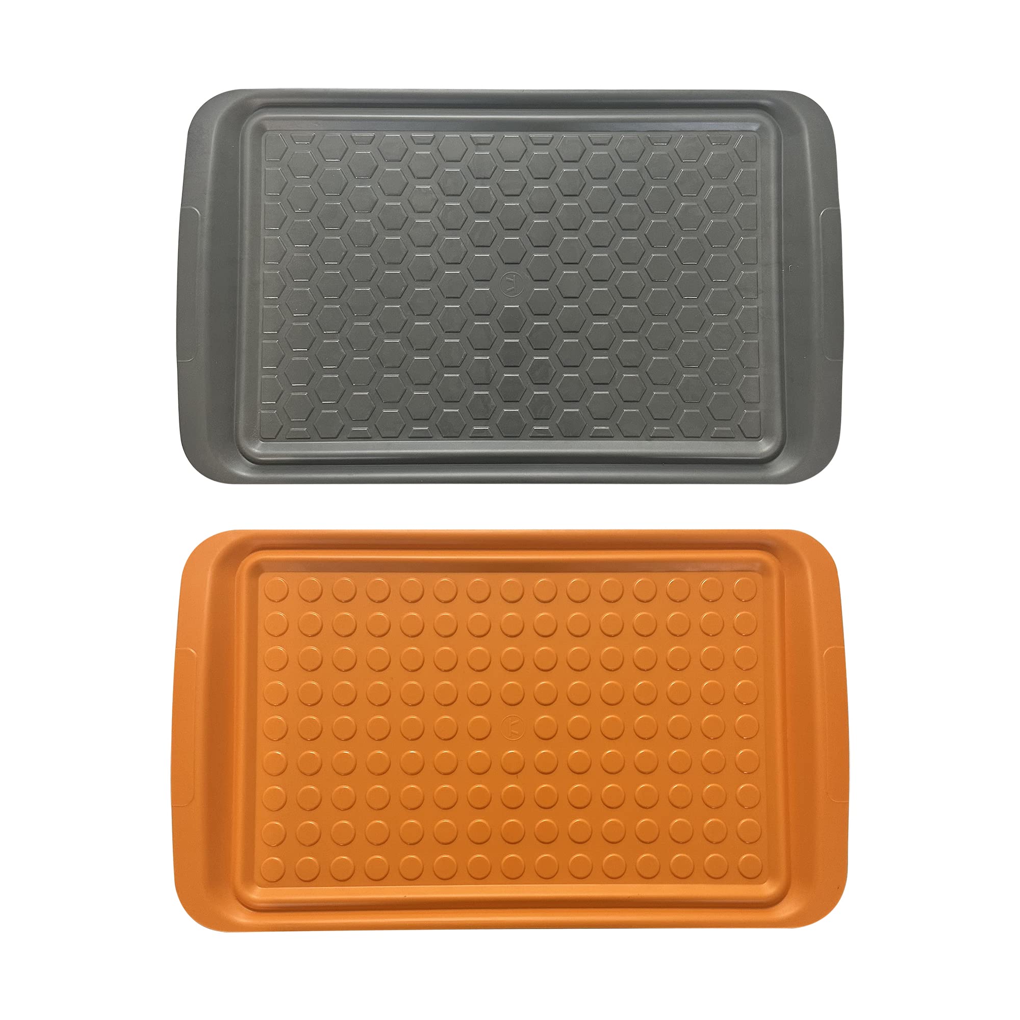 Outset Grill Prep Trays, Set Of 2 Large Trays, 17'' X 10.5'', Orange And Black