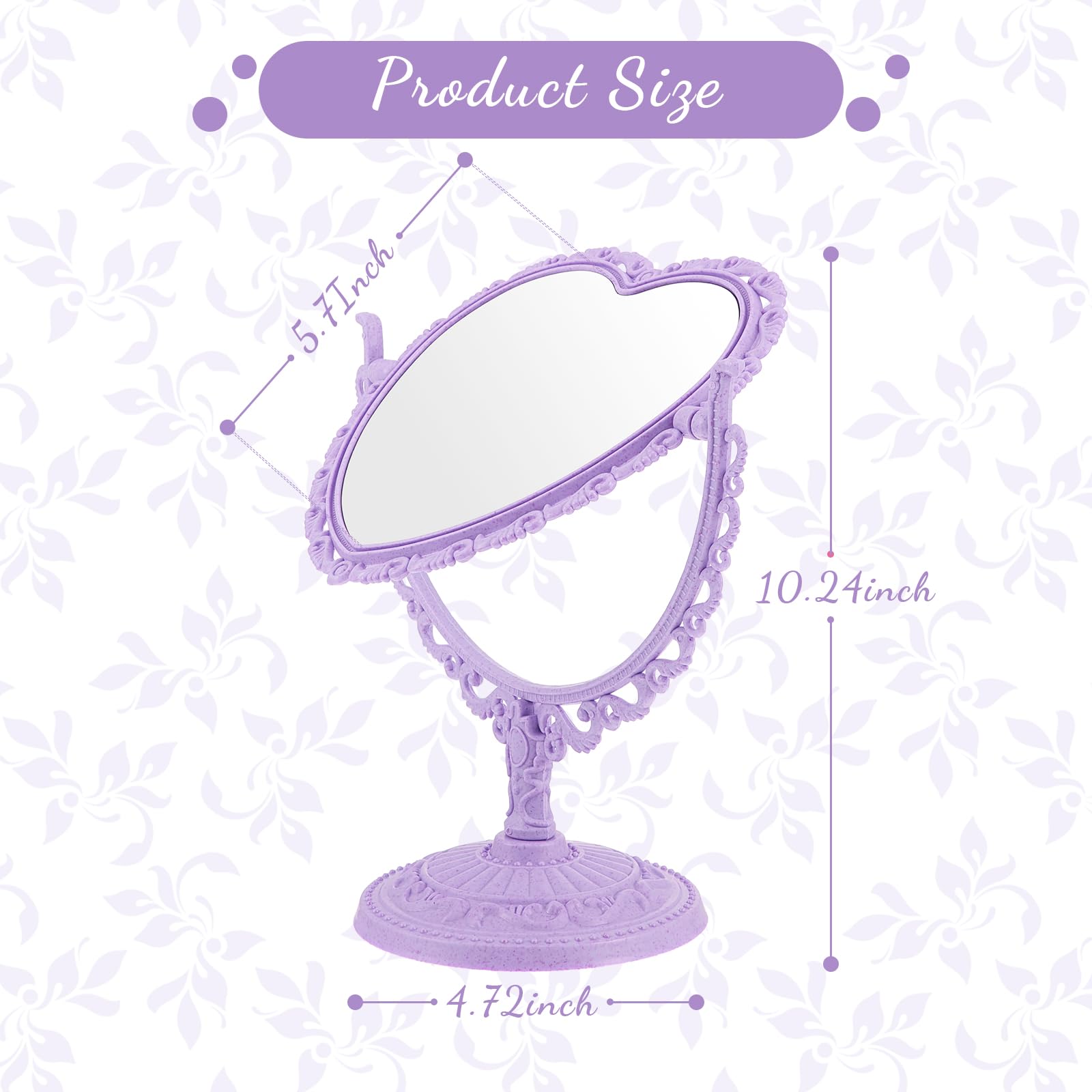 CHENGU Heart Shaped Mirror 8 Pieces Hair Styling Combs Double Sided Rotatable Dresser Heart Mirror Makeup Gifts for Girls Gift V