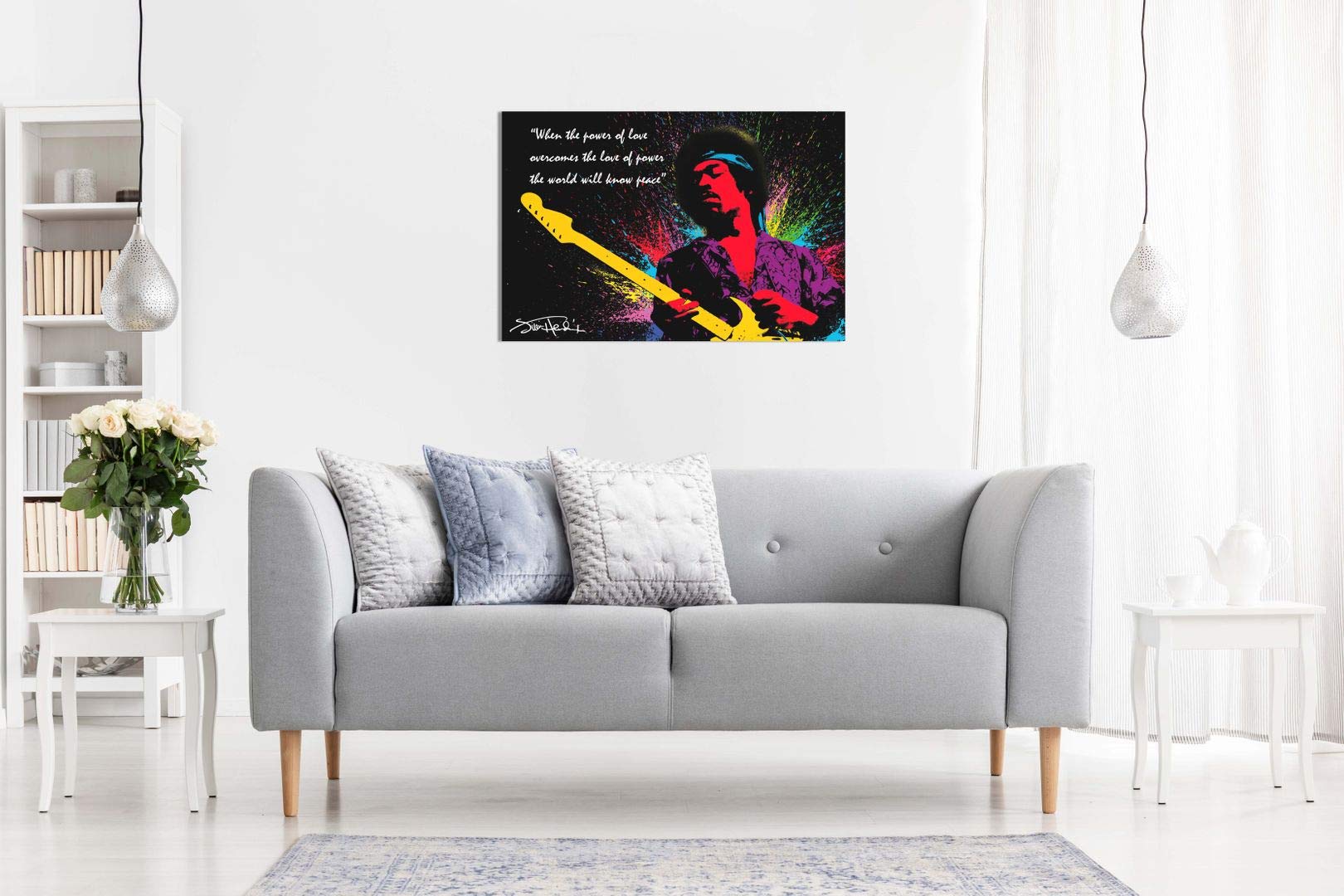 Jimi Hendrix Quote Colour Splash Canvas Wall Art Picture Print (30X20In)