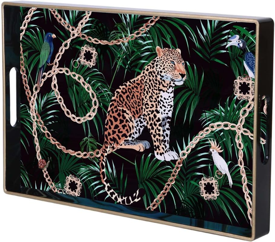 Homanly Decorative Tray With Handles | Marbling Plastic Rectangular Vanity Tray And Serving Tray For Bathroom Kitchen Ottoman Co