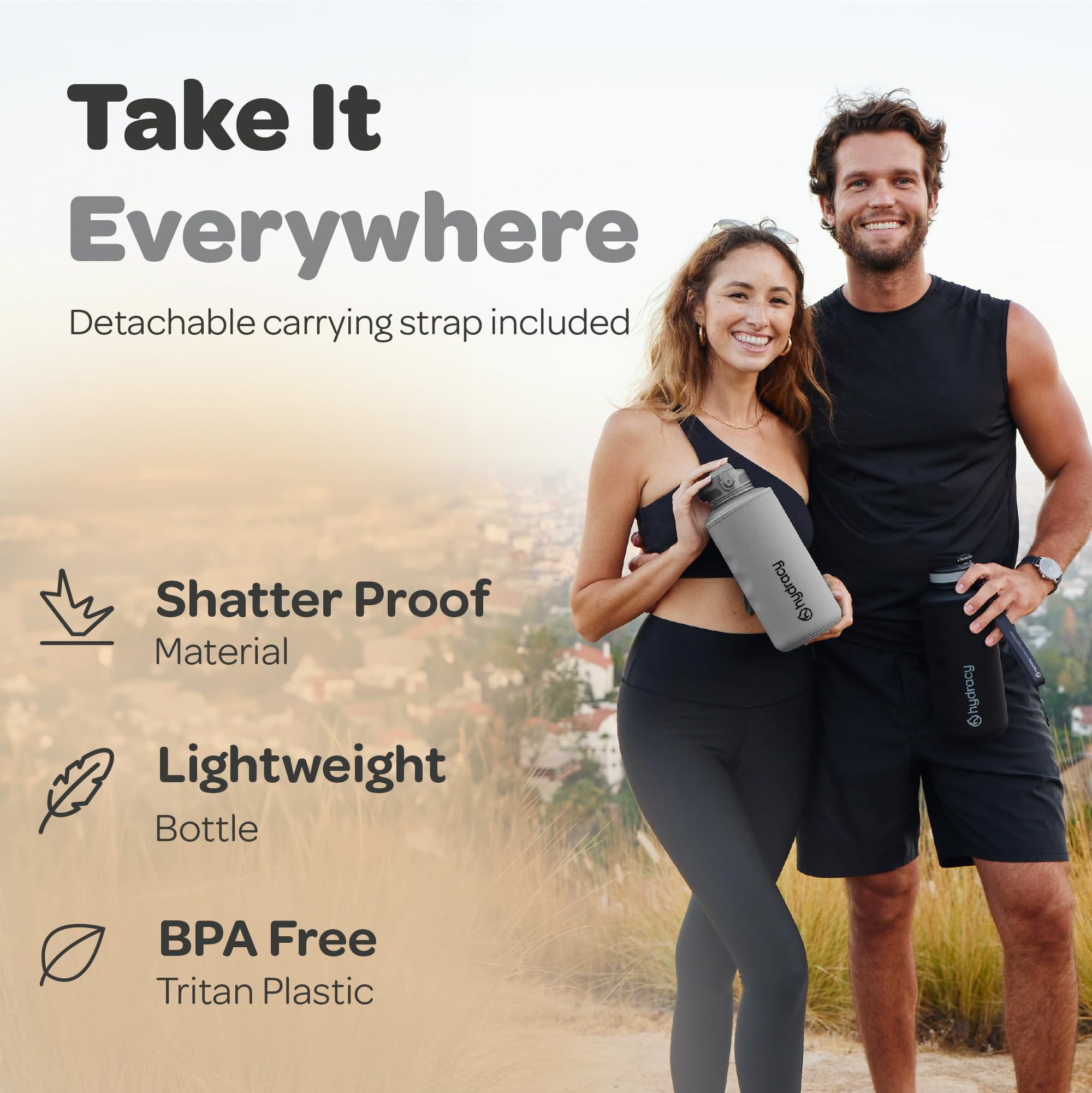 Hydracy Water Bottle with Times to Drink & Straw -Large Half Gallon 64 oz BPA Free Motivational Water Bottle & No Sweat Sleeve -Leak Proof Gym Bottle with Time Marker -Ideal Gift for Sports & Outdoors