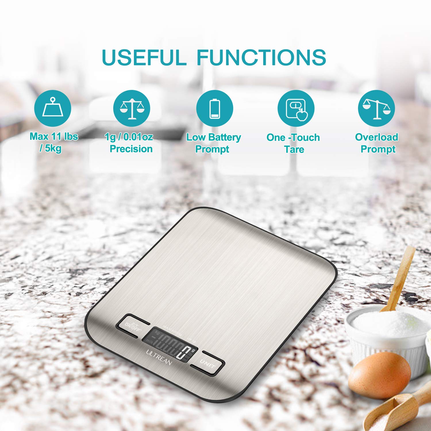 Ultrean Food Scale, Digital Kitchen Scale Weight Grams And Ounces For Baking Cooking And Meal Prep, 6 Units With Tare Function,