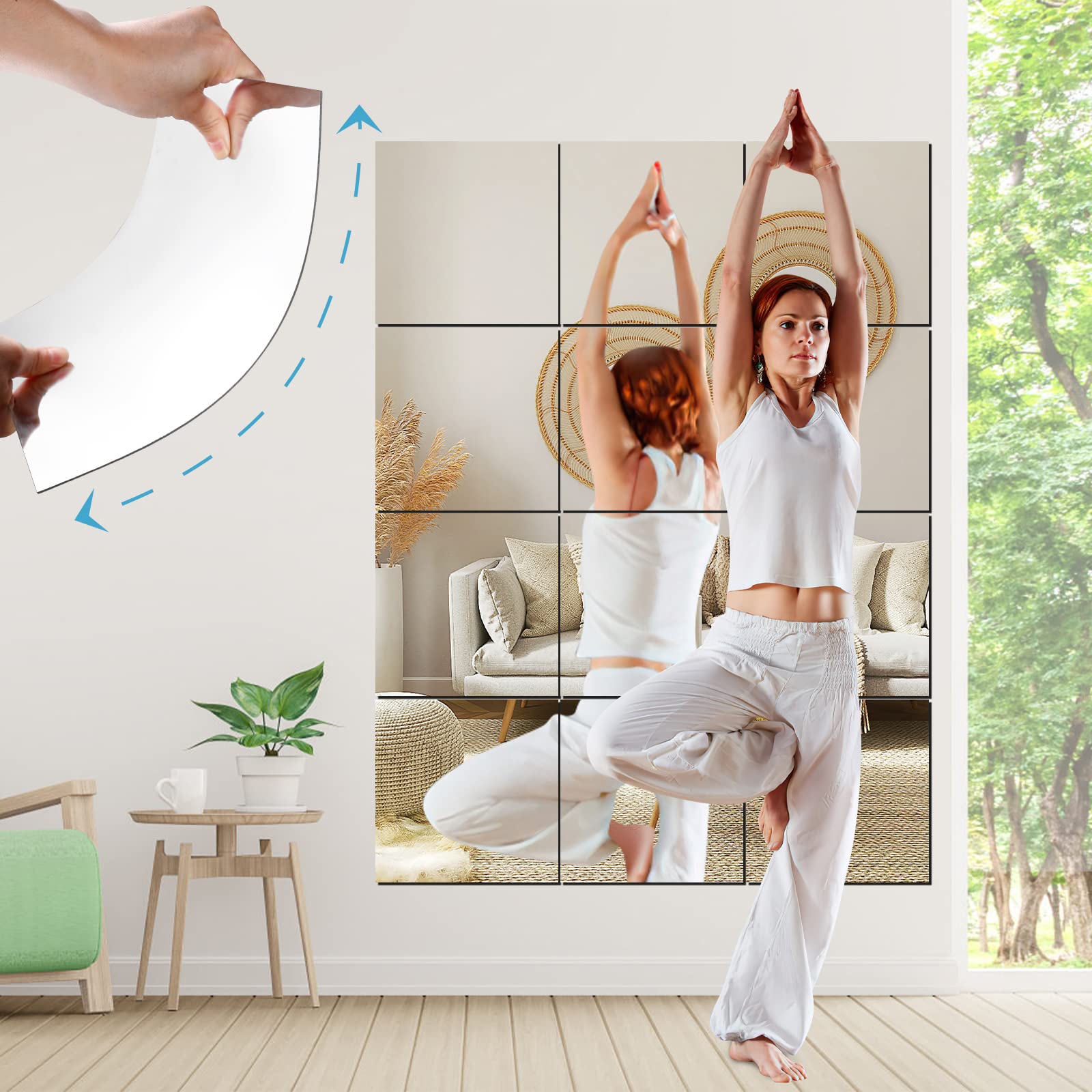 Sldiywow Shatterproof Full Length Wall Mirror Tiles, 8Pcsx12 X12 Acrylic Full Body Mirror Tiles For Bedroom, Non Glass Safety Mi