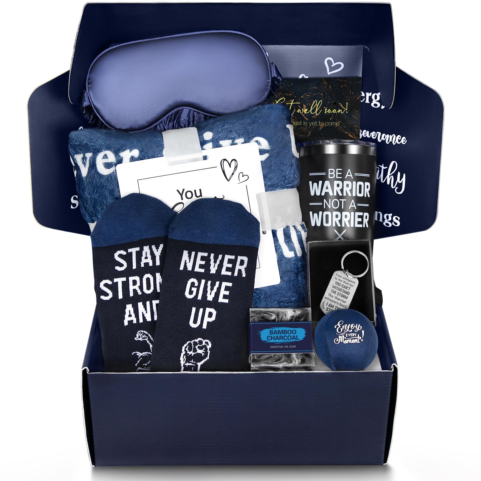 Get Well Soon Gifts for Men, Care Package for Men Get Well Gift Basket with Inspirational Blanket Socks Comfort Items for After 