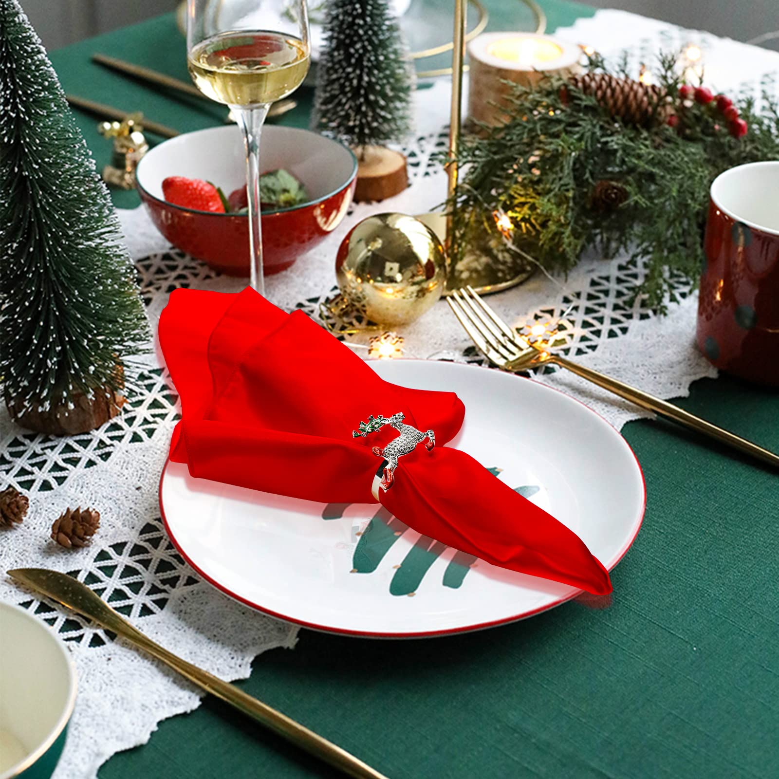 Red Cloth Napkin Set Of 12,Satin Dinner Napkins Cloth Washable,Reusable Napkin For Everyday Use Dining Table,Restaurant,Wedding,
