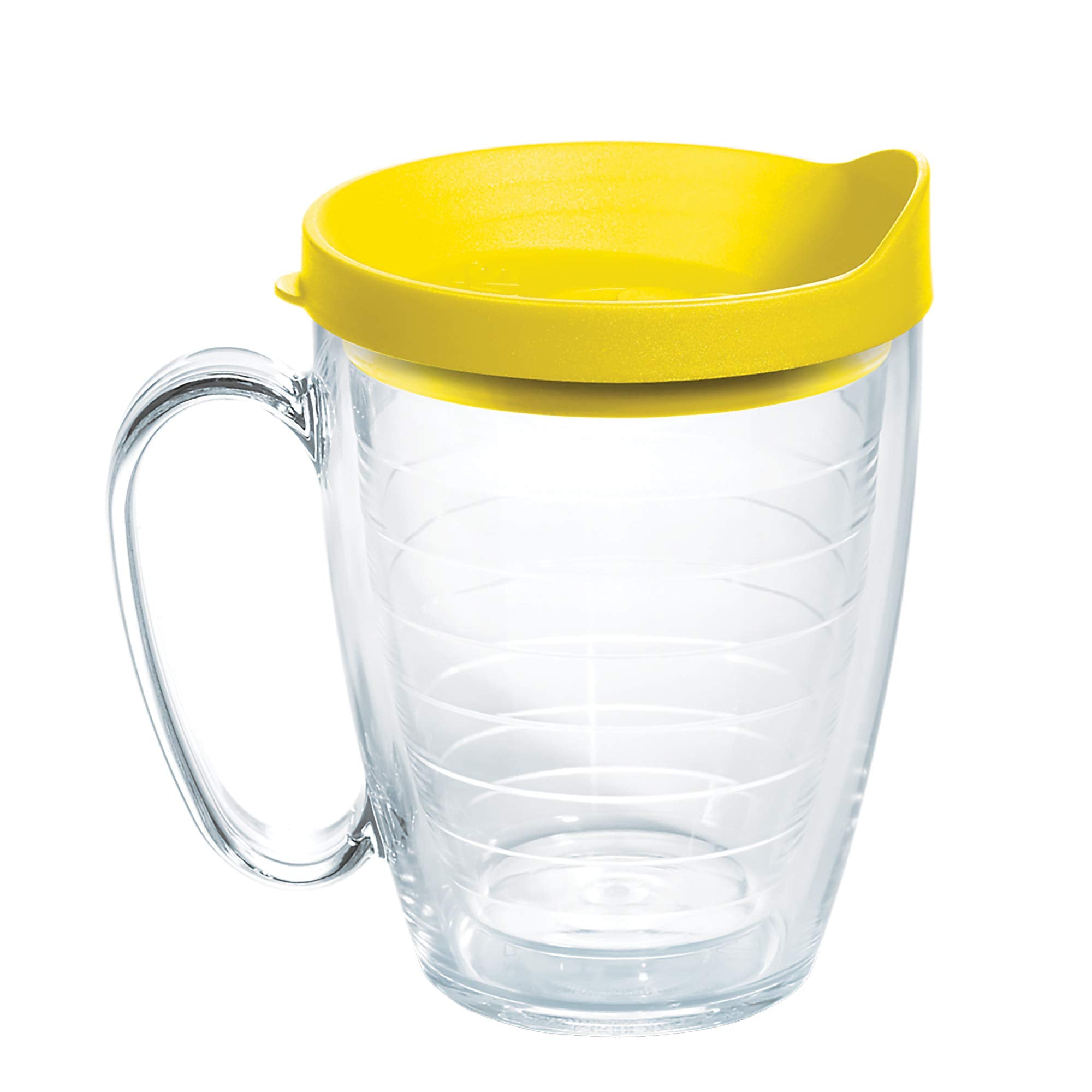 Tervis Clear & Colorful Lidded Made in USA Double Walled Insulated Tumbler Travel Cup Keeps Drinks Cold & Hot, 16oz Mug, Yellow 