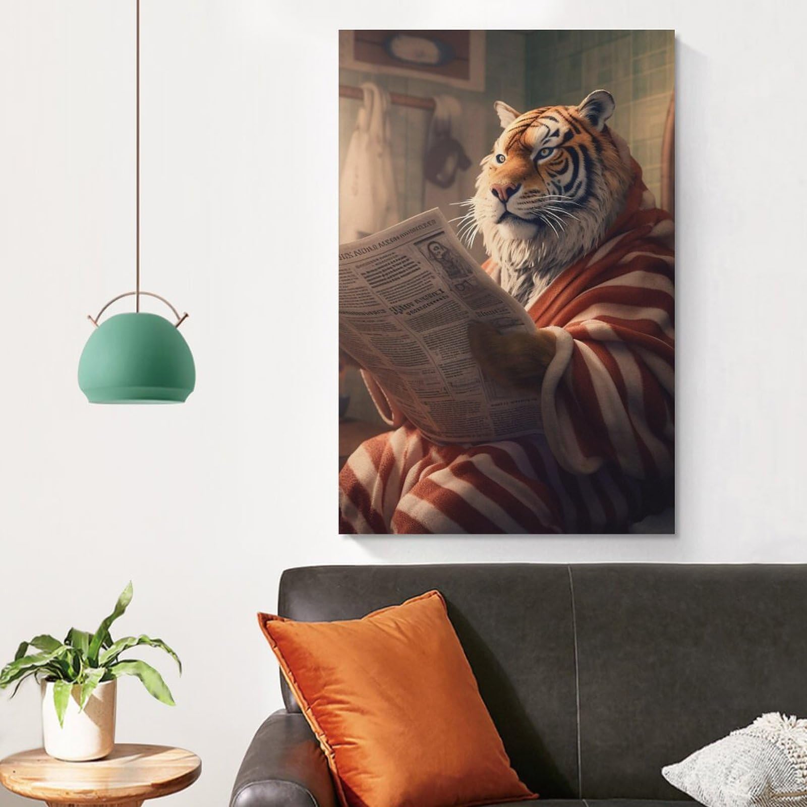 Firedeer Funny Bathroom Canvas Wall Art Dog Animal Reading The Newspaper On Toilet Poster Humor Painting Canvas Prints Modern Ae