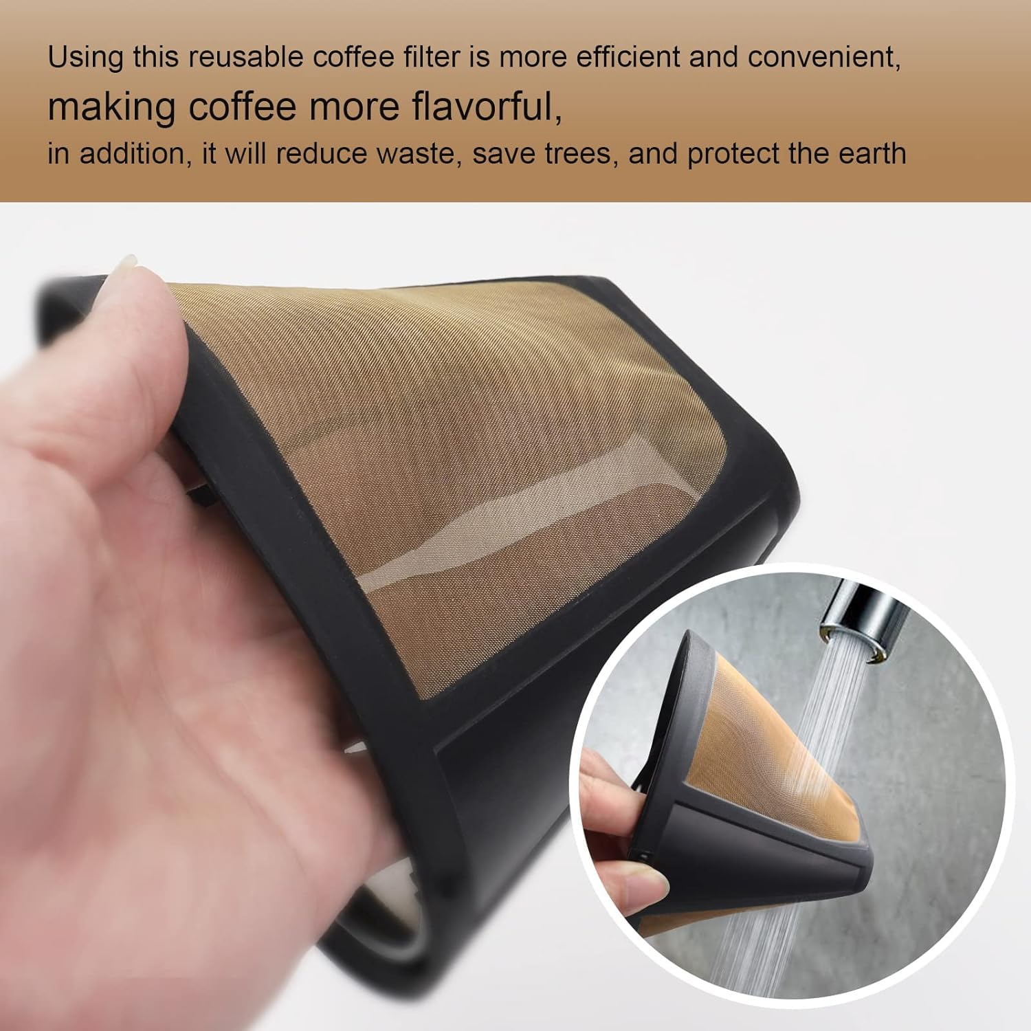 Brikinte 2 Pack Reusable Coffee Filter Replacement Compatible With Cuisinart Coffee Maker, 4 Cone Coffee Filter Basket For Cuisi