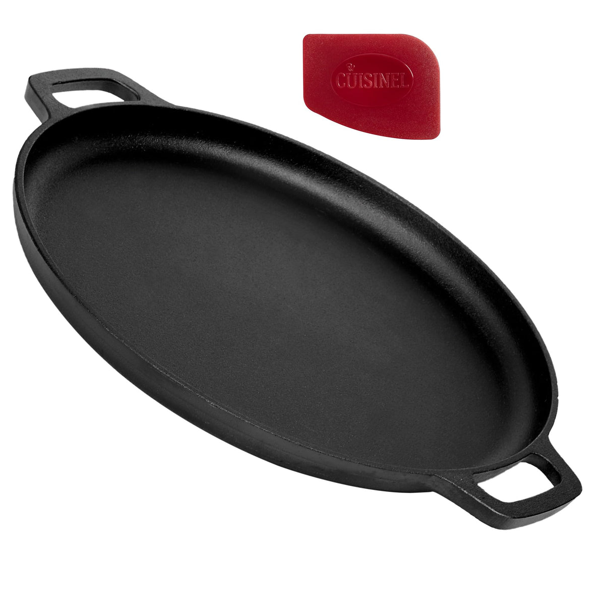 Cuisinel Pre-Seasoned Cast Iron Pizza And Baking Pan (13.5 Inch) Natural Finish, Enhanced Heat Retention And Dispersion - Stove,
