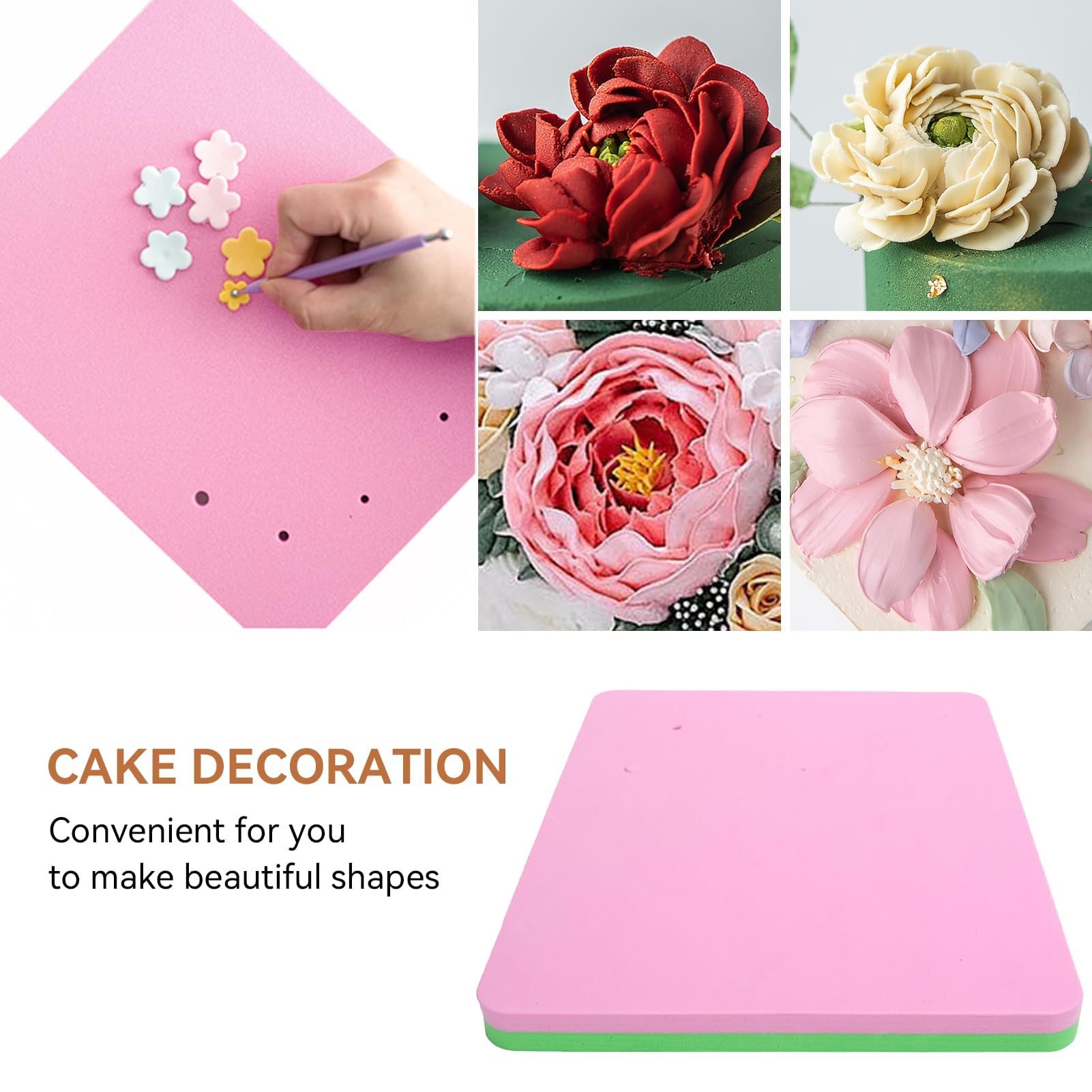 Fondant Cake Foam Pad, Fondant Foam Pad 5 Holes Silicone Sponge Mat Paste Fondant Cake Flower Drying Mat Modeling Tool Flower Ma