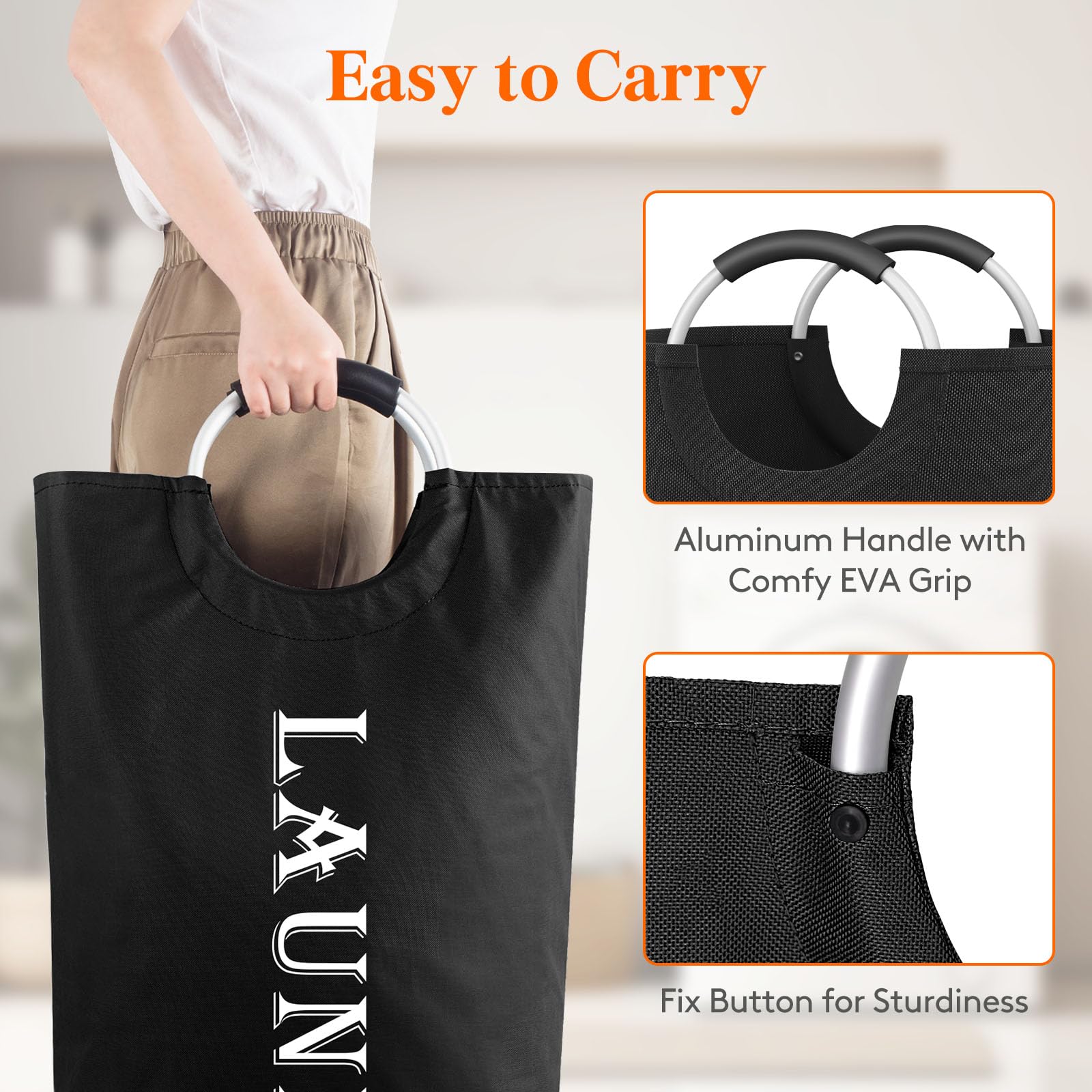 Lifewit 80L 2-Pack Large Laundry Basket, Collapsible Laundry Hamper With Aluminum Handles, Waterproof Freestanding Dirty Clothes
