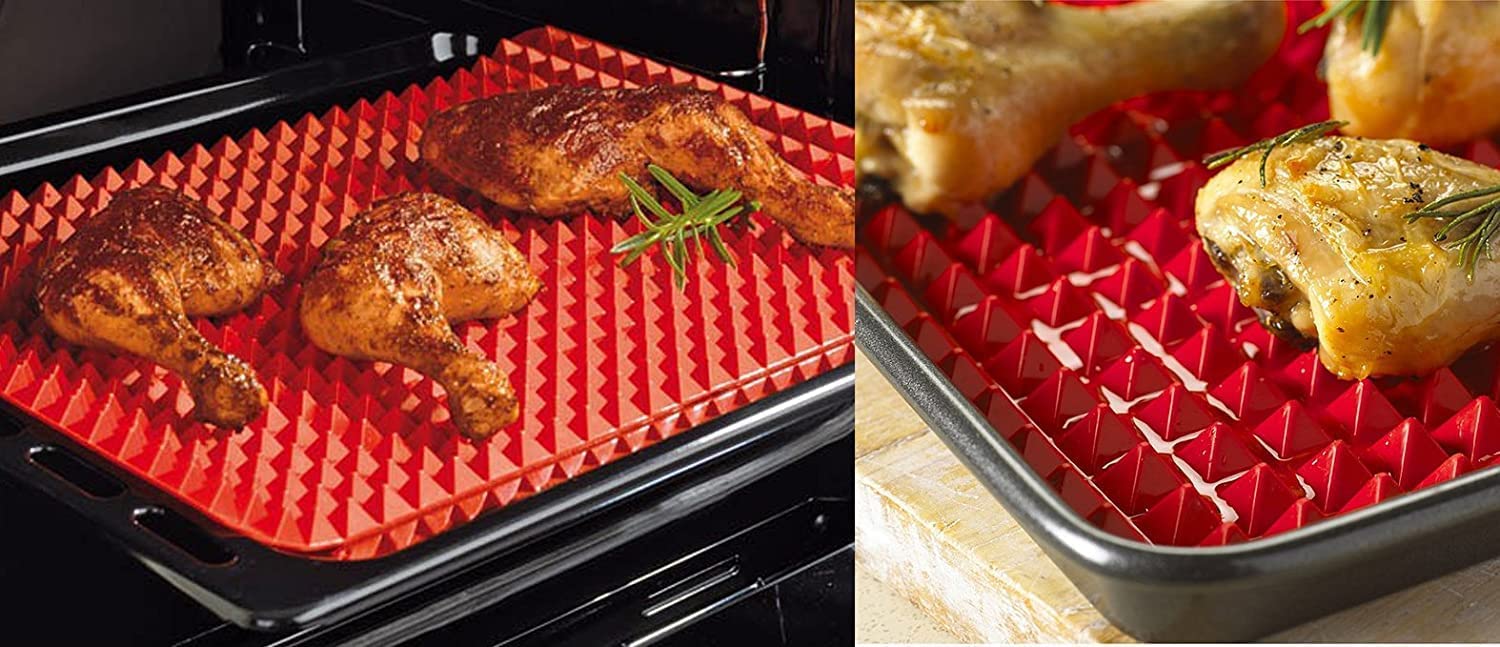 Top Pyramid Pan | 16 X 11 Inches Large Red Pyramid / Raised Cone Shaped Healthy Silicone Mat For Cooking, Baking And Roasting |