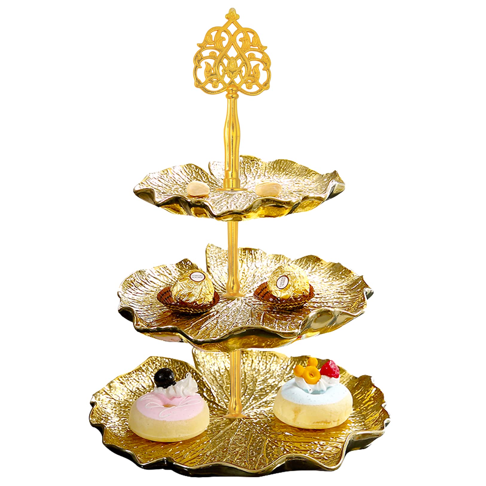 15 Inches 3-Tier Cupcake Golden Stand Hardware Fittings, Metal Mold Scepter Holder Diy Making For Fruit Plate Cake Stand Snack T