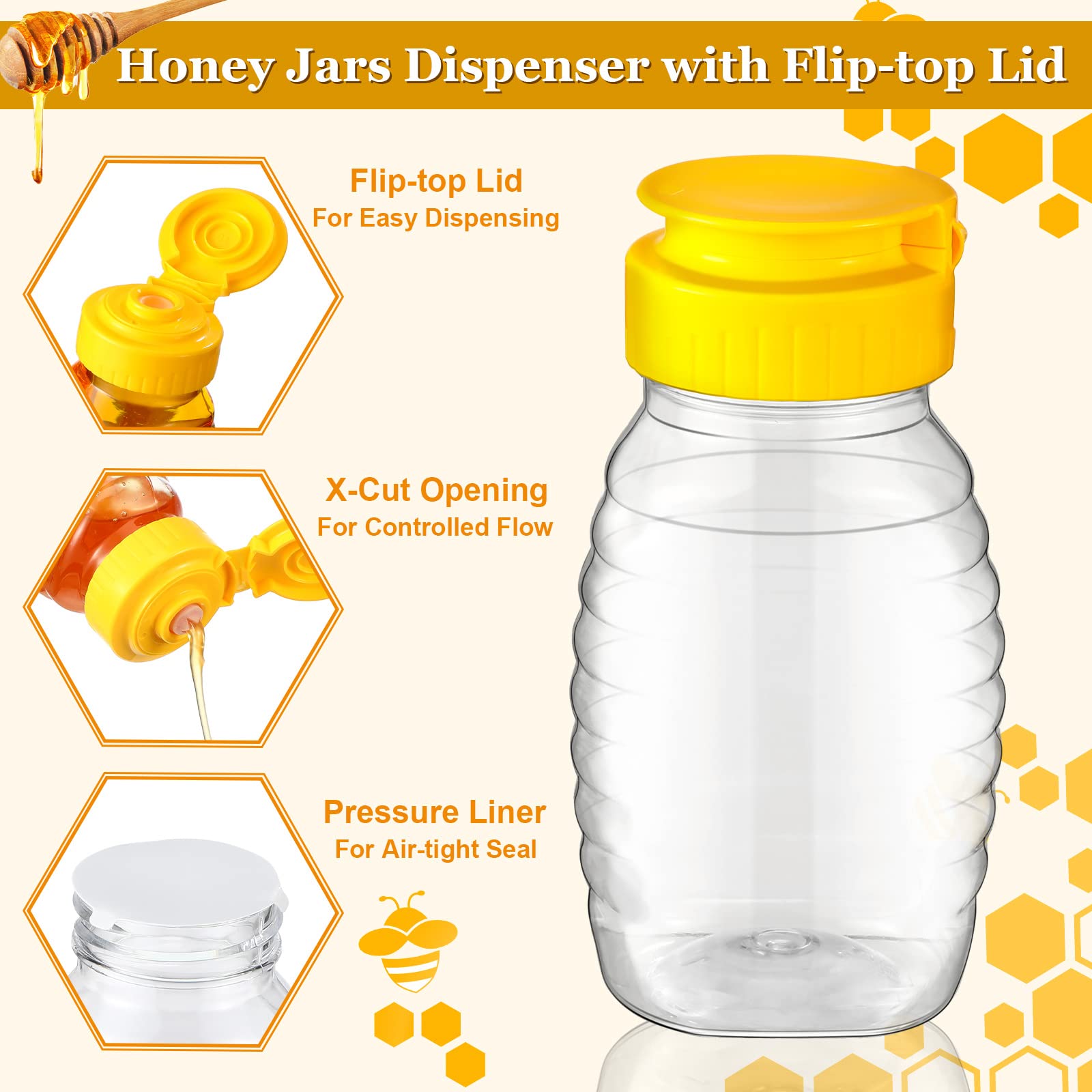 32 Pieces 5 Oz Clear Plastic Honey Bottles Squeeze Honey Containers Jars Empty Refillable Honey Holder With Leak Proof Flip Lid