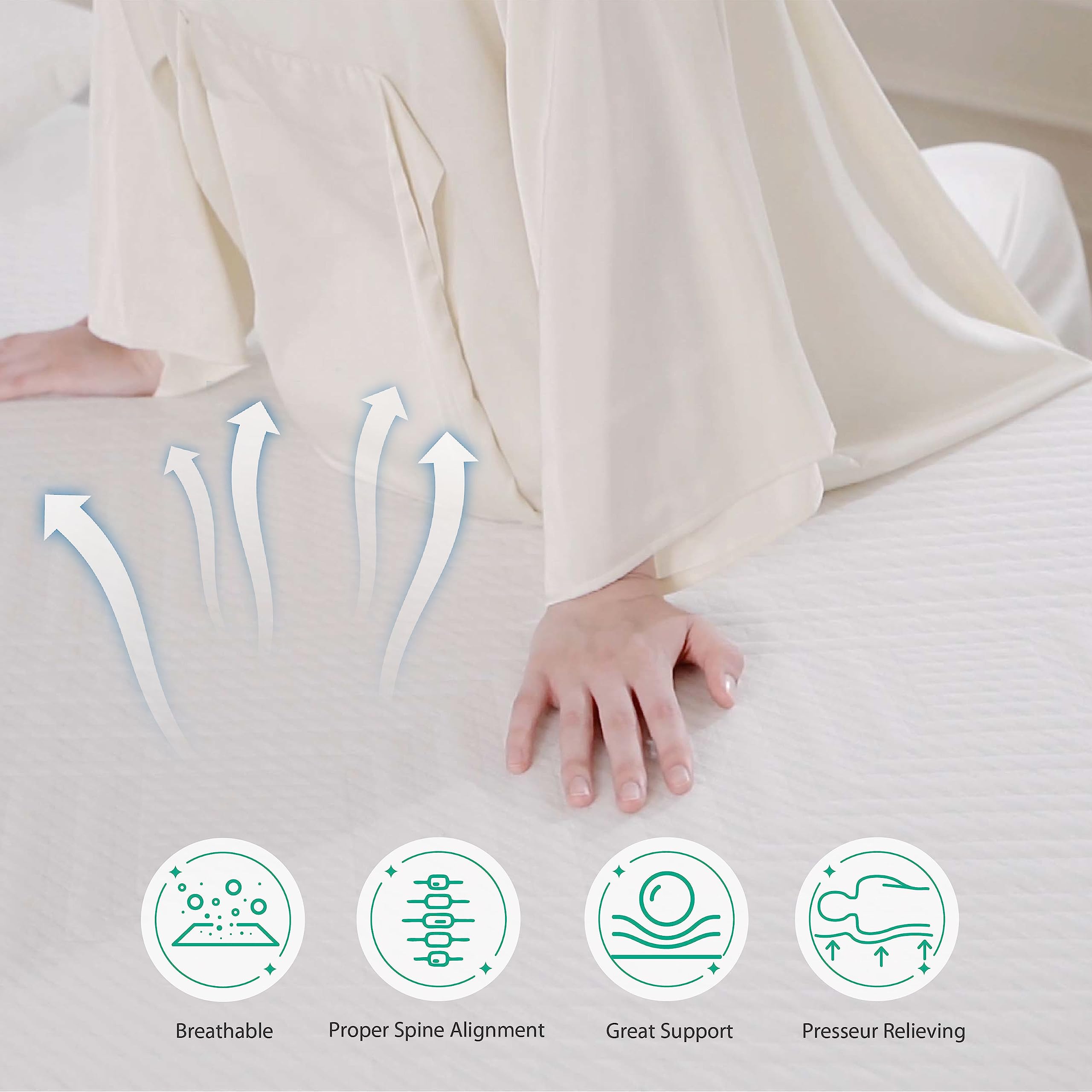 Dyonery Queen Mattress - 12 Inch Green Tea Memory Foam Mattress- Queen Mattress In A Box - Certipur-Us Certified Fiberglass Free