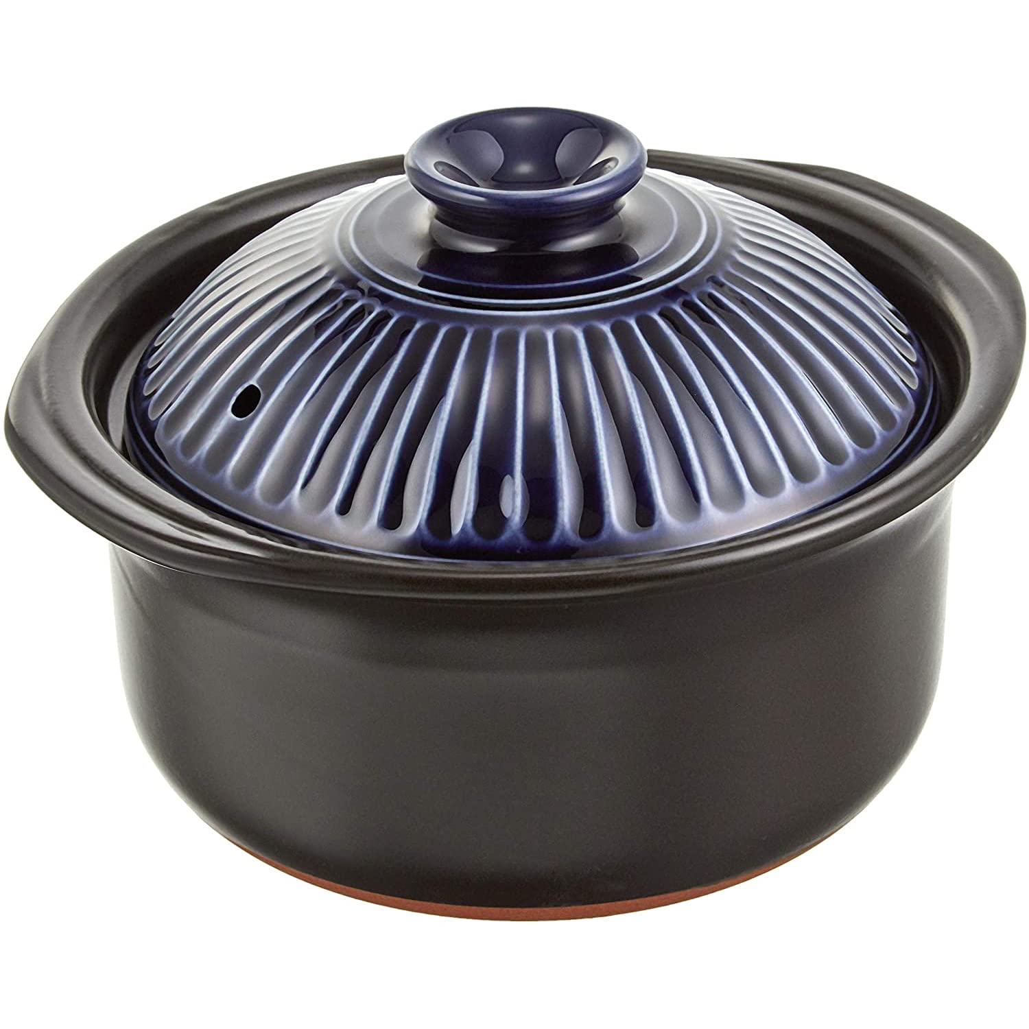 Ginpo Pottery Chrysanthemum Rice Earthenware Pot, Banko Ware (5 Cups, Cooking, Lapis, Double Lid), Earthenware Pot, Rice Cooking