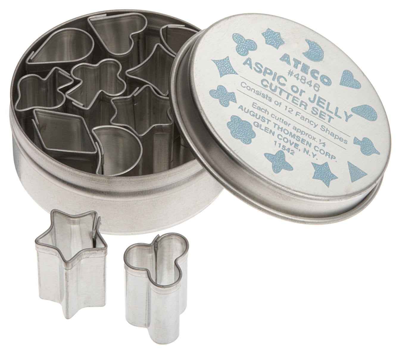 Ateco #4846 .5-Inch Aspic Jelly Mini Cutters, Set Of 12 Assorted Shapes