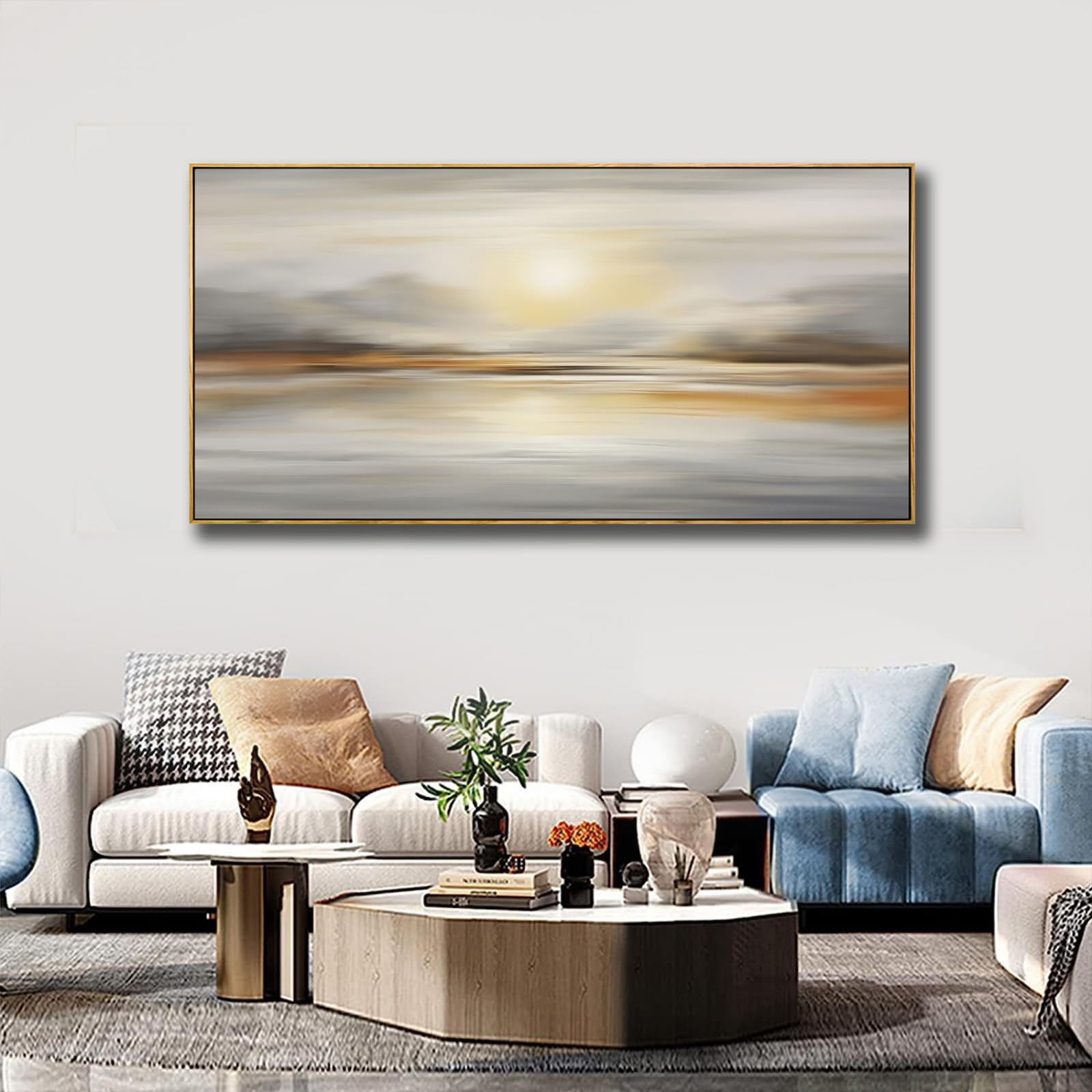 Framed Wall Art Abstract Seascape Canvas Printing Wall Decor Artwork For Living Room Bedroom Dining Room Home Office Decor 20X40