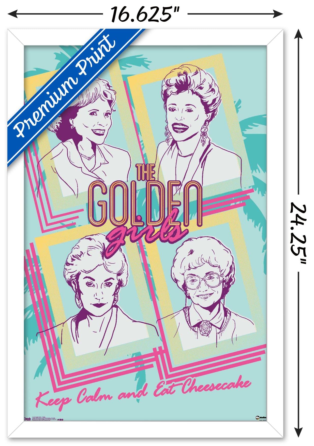 Trends International Golden Girls-Group Wall Poster, 14.725 In X 22.375 In, White Framed Version