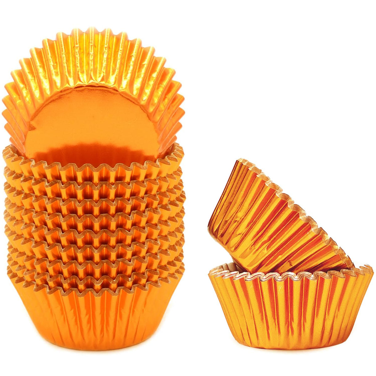 Qiqee Orange Foil Cupcake Liners For Baking 300Pcs Baking Cups Thick & Sturdy, Oil Resistance, Muffin Liners Paper(Standard Size