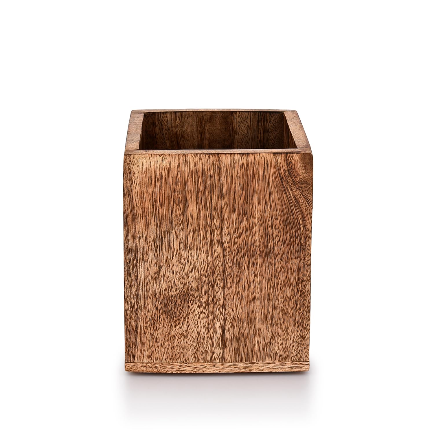 Samhita Mango Wood Burning Finished Kitchen Utensil Holder For Countertop, Utensil Holder Container For Kitchen Cooking Utensil.