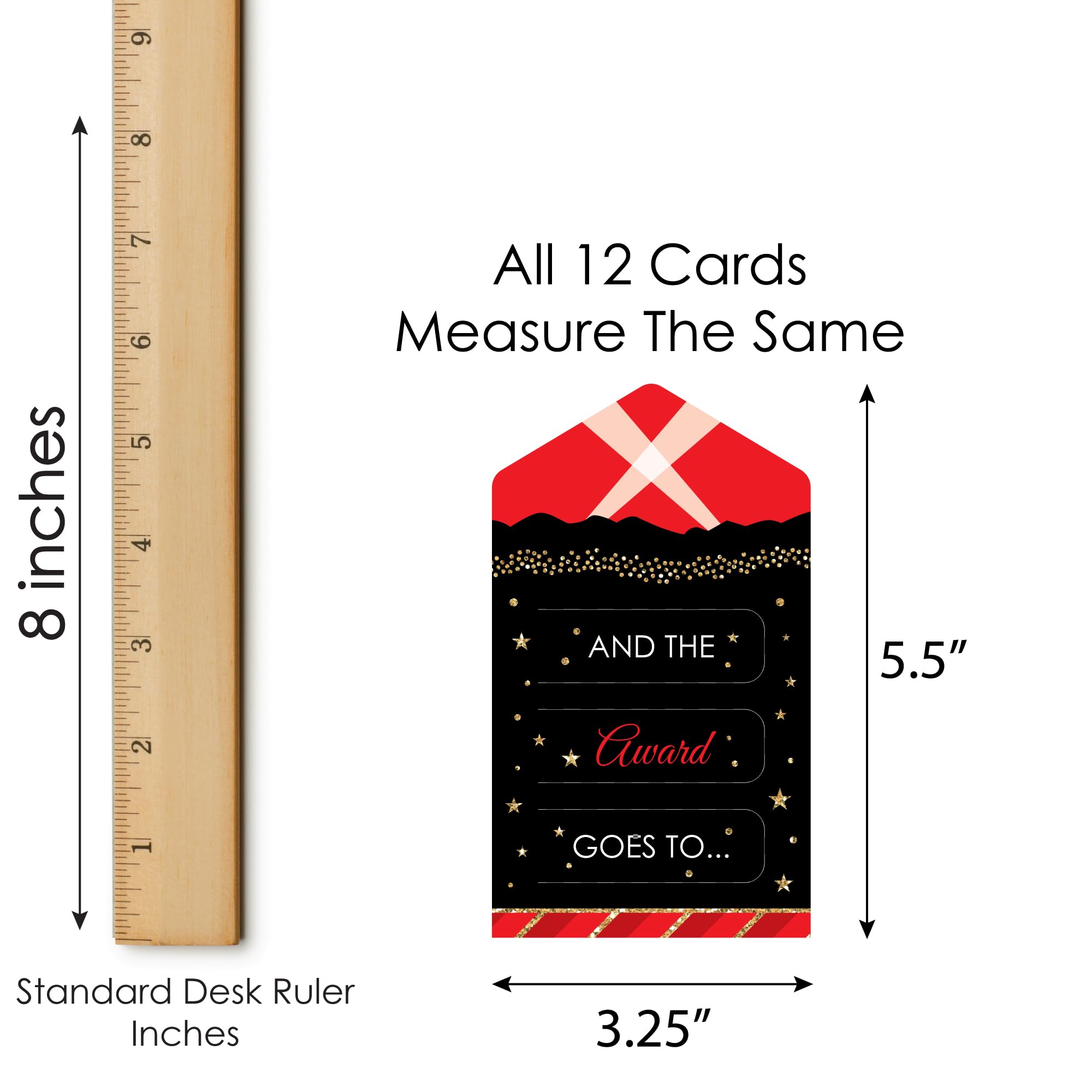 Big Dot Of Happiness Red Carpet Hollywood - Movie Night Party Game Pickle Cards - Award Pull Tabs - Set Of 12