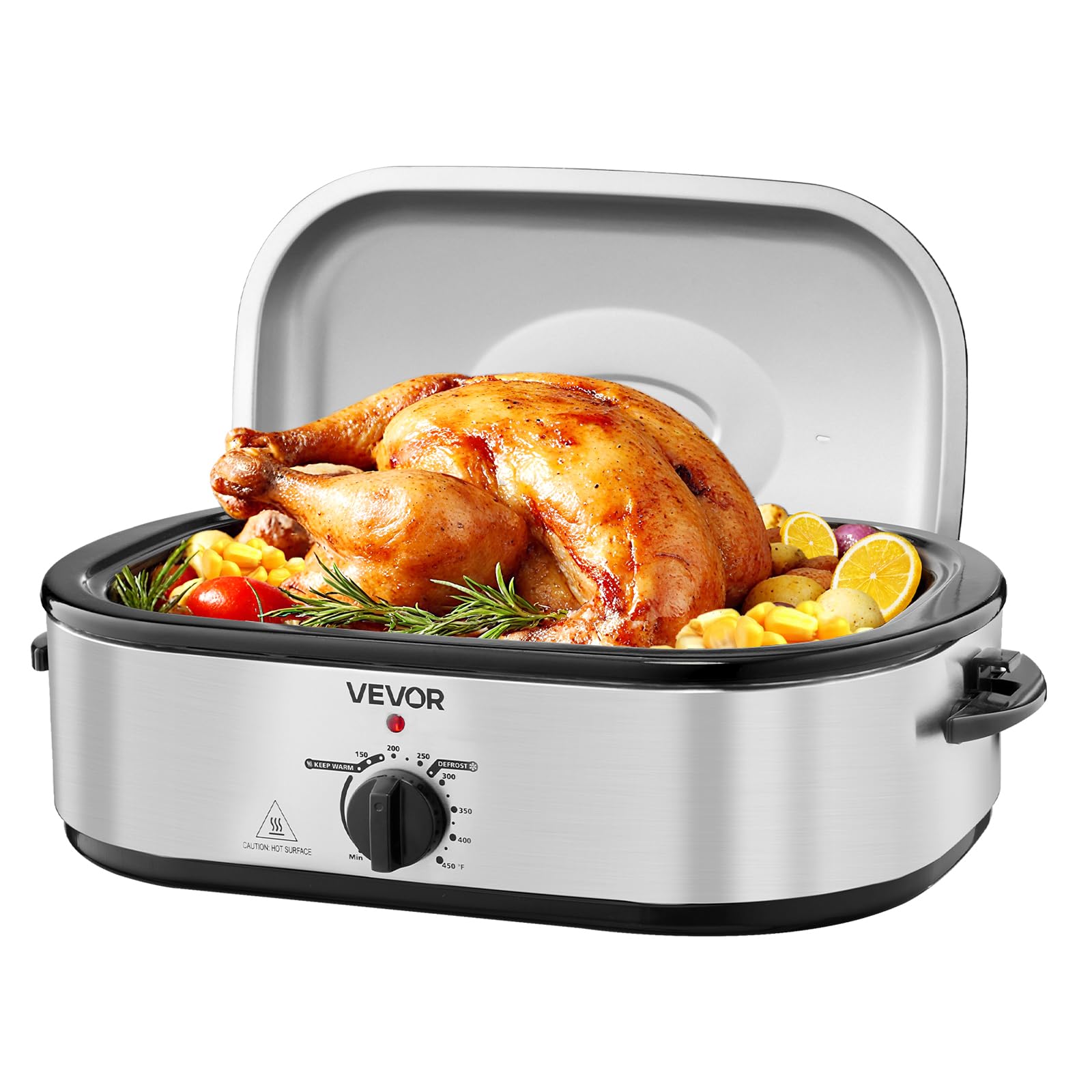 VEVOR Roaster Oven, 14QT Fast-Cooking Turkey Roaster, 150-450? Adjustable Temperature Electric Roasting Pan with Self-Basting Li