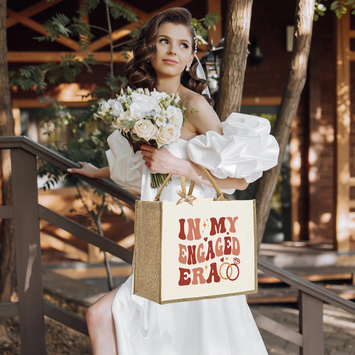 Bride Bag, Bride Gifts, Bridal Shower Gifts, In My Engaged Era, Brides Engagement Canvas Tote Bag, Wedding Bachelorette Honeymoo