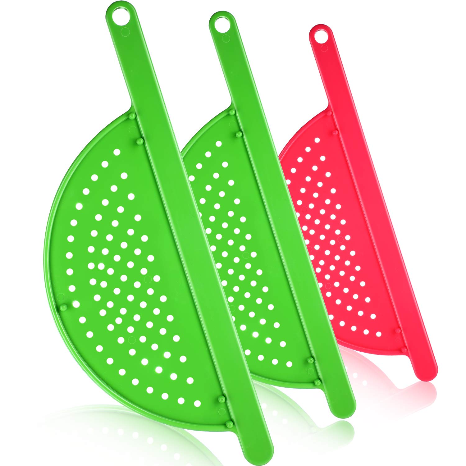 3 Pieces Pot Drainer With Handle Hand Held Pan Pot Strainer Plastic Pot Side Strainer Pasta Pot Drainers For Noddles Fruit Veggi