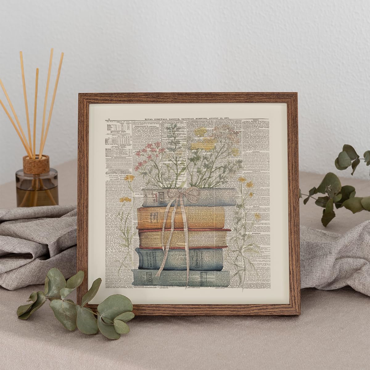 Plkmn Vintage Book Reading Posters For Library 10X10, Book Club Decorations, Library Decor, Retro Vintage Book Wall Art For Read