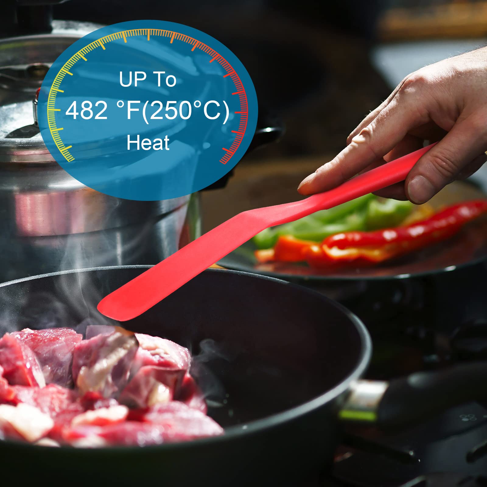 Zopeal 2 Pieces Silicone Narrow Skinny Spatula Crepe Flipper Long Spatula Heat Resistant Cooking Non Stick Pancake For Cooking E