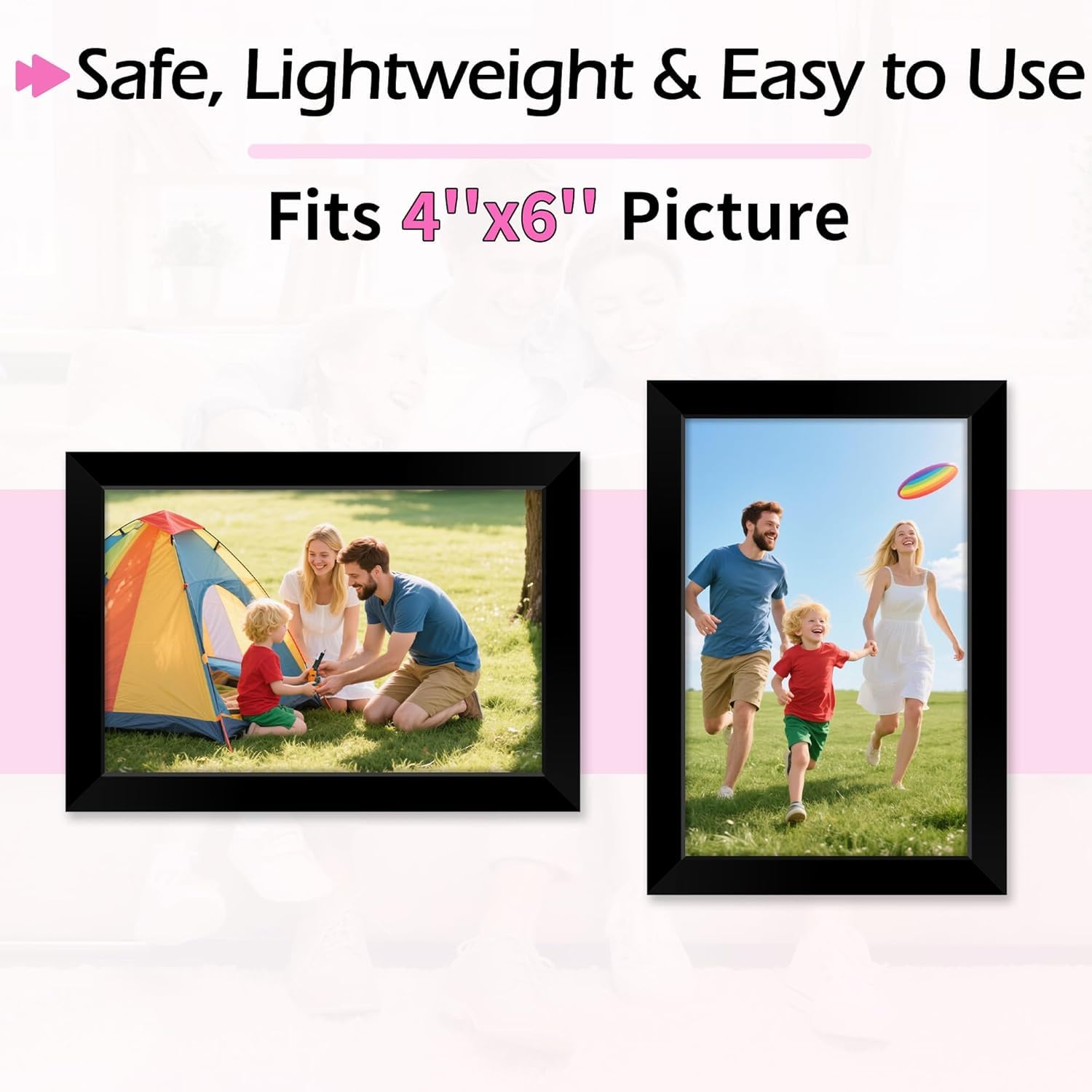 HOMERHYME 4x6 Picture Frames Set of 8, 4 by 6 Black Photo Frames for Gallery Wall Mounting or Table Display, Collage Frames with