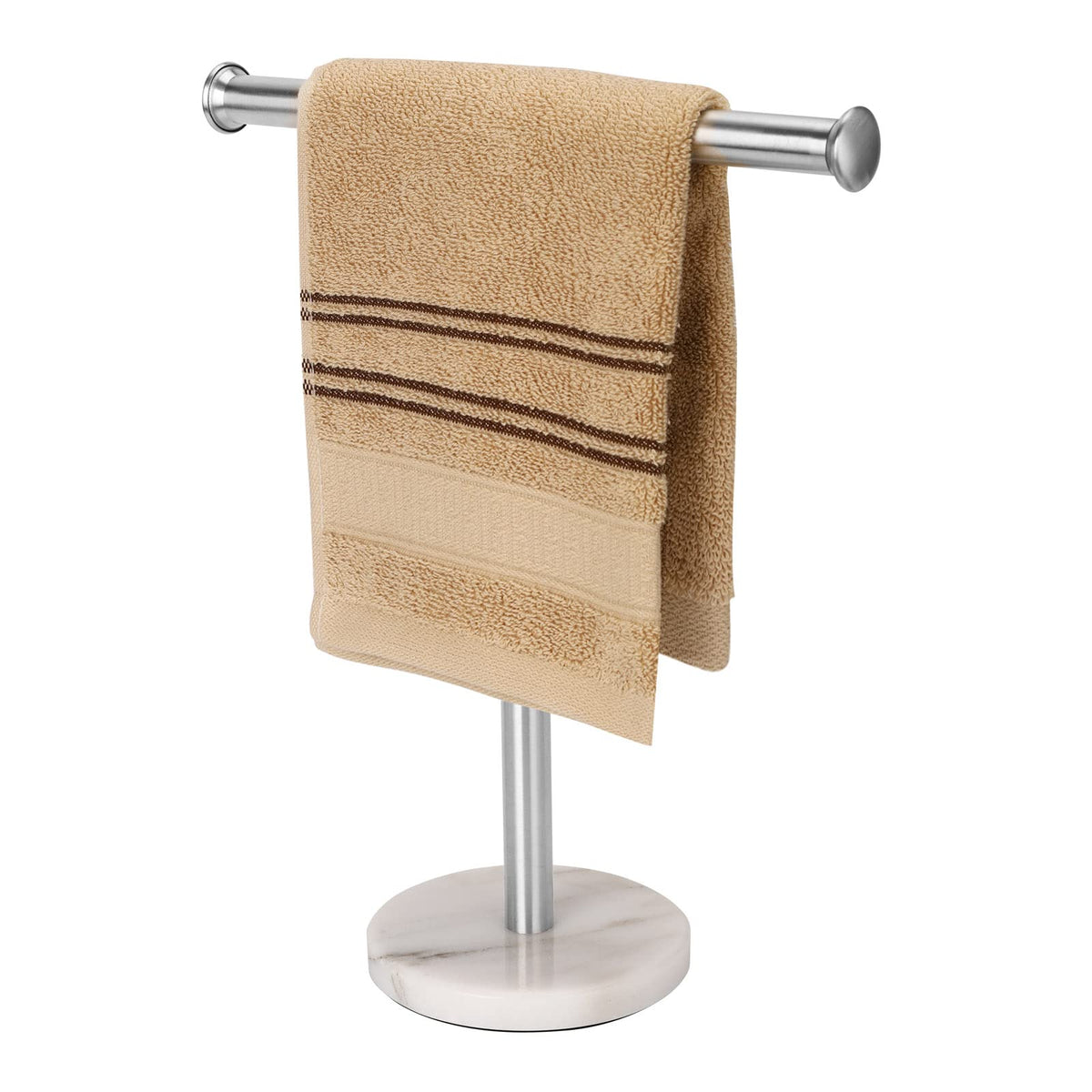 Songtec Hand Towel Holder Stand, Fingertip Towel Rack With Heavy Marble Base, Accessories Jewelry Stand (Marble Base, Brushed Ni
