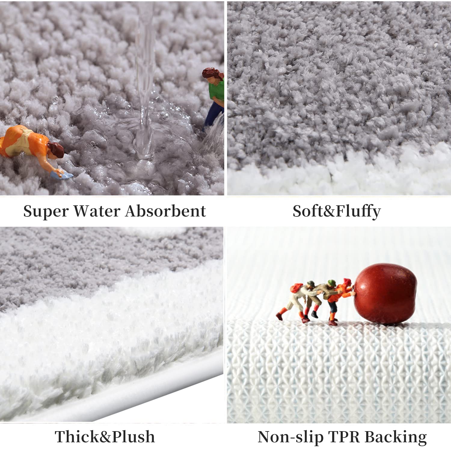 Hi Space Bath Mat for Bathroom Non-Slip 30X20 Cute White Flower Bathroom Rug Soft Absorbent Microfiber Bath Rugs Daisy Bath Mat Rugs for Tub Shower Machine Washable Bath Carpet for Floor Doormat