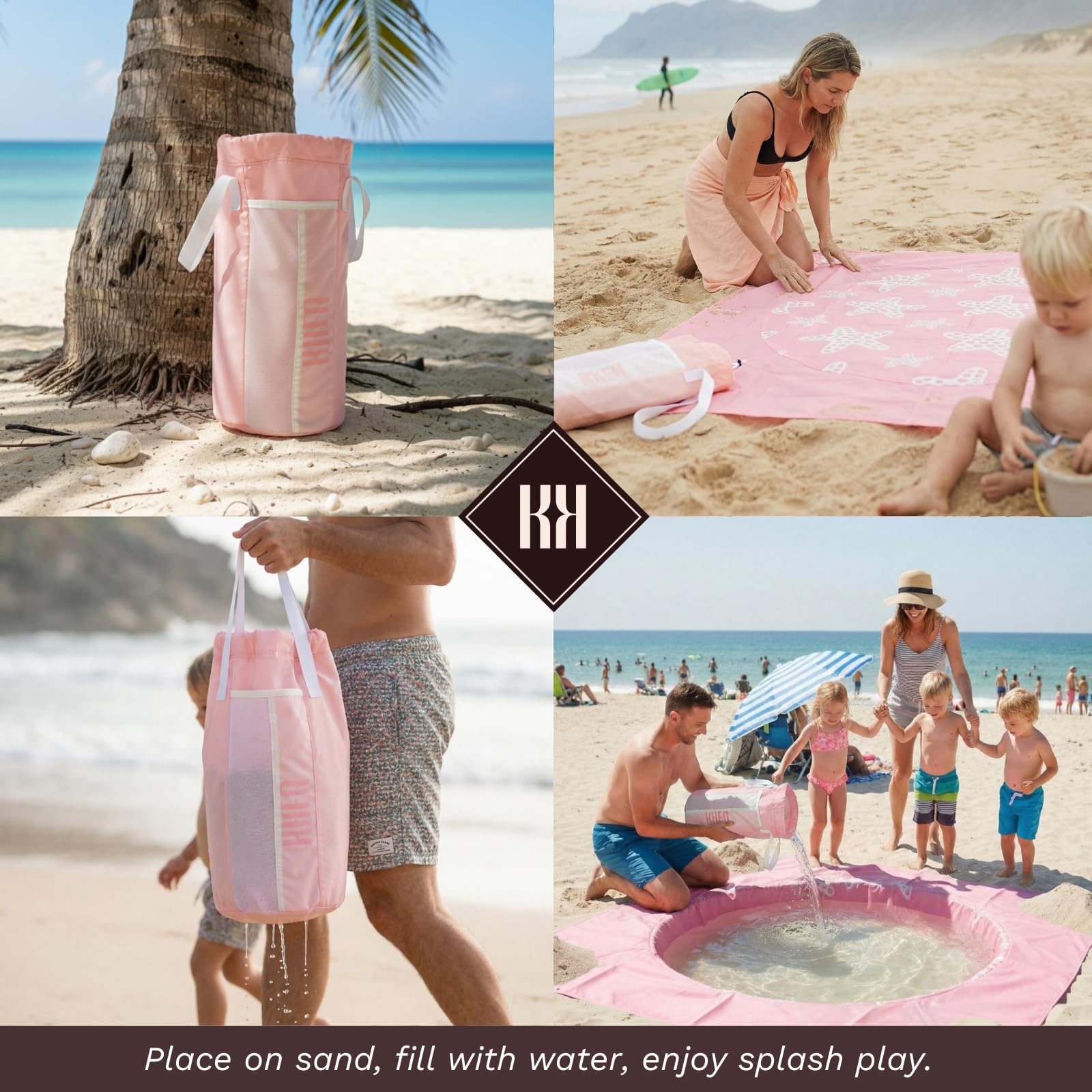 Baby Beach Splash Mat Pink, 1 Piece, 78.74 x in Waterproof Polyester Portable